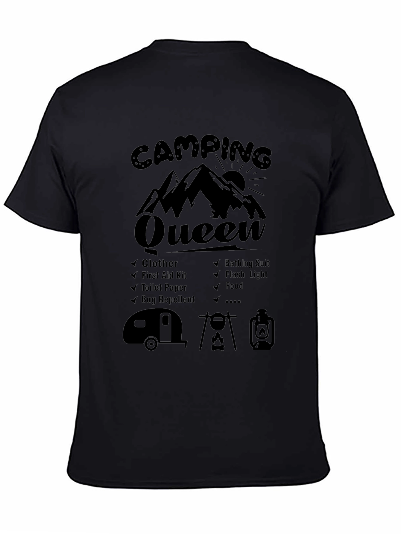 Camping Queen Black Graphic Tee