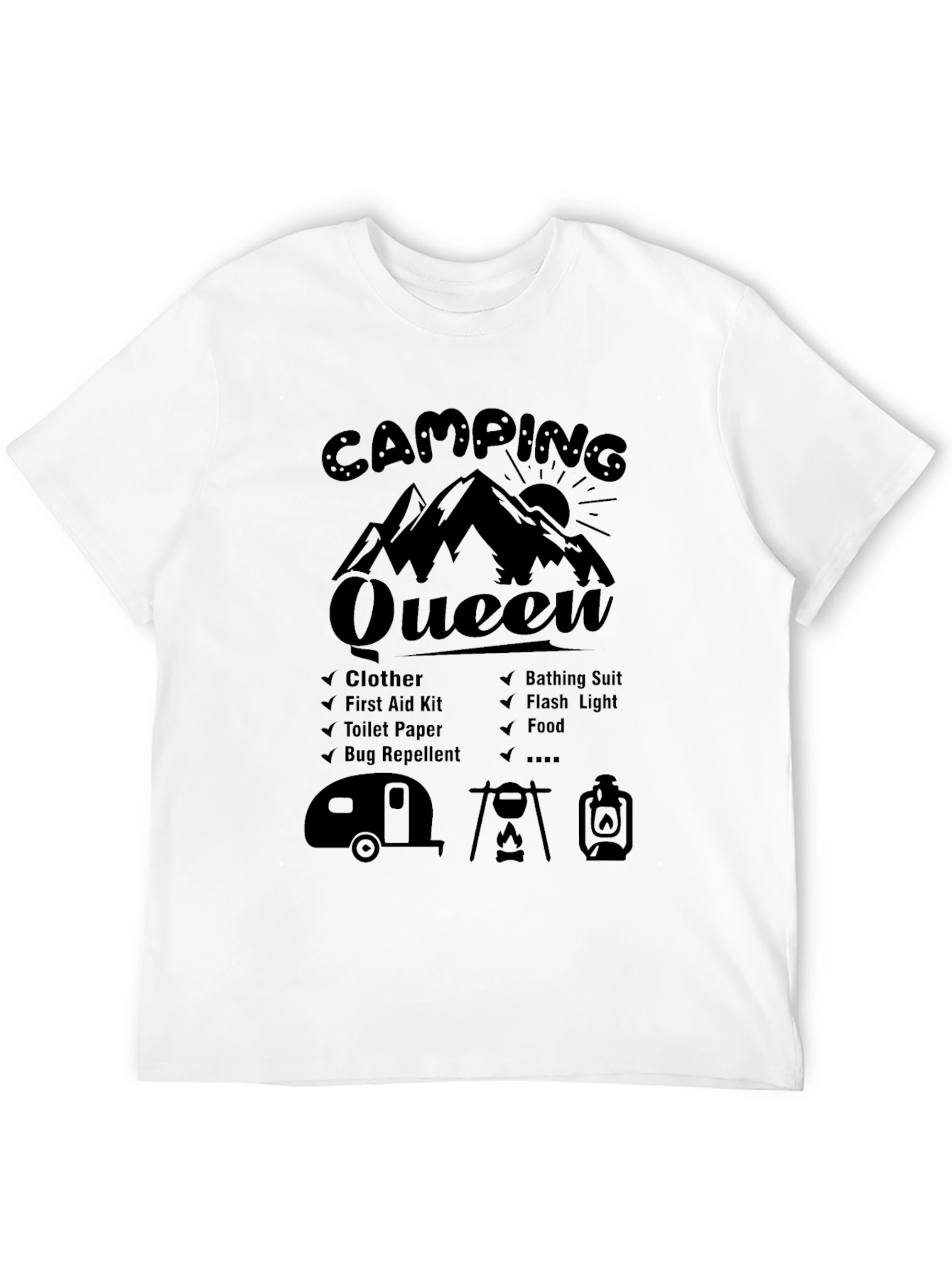 Camping Queen Black Graphic Tee