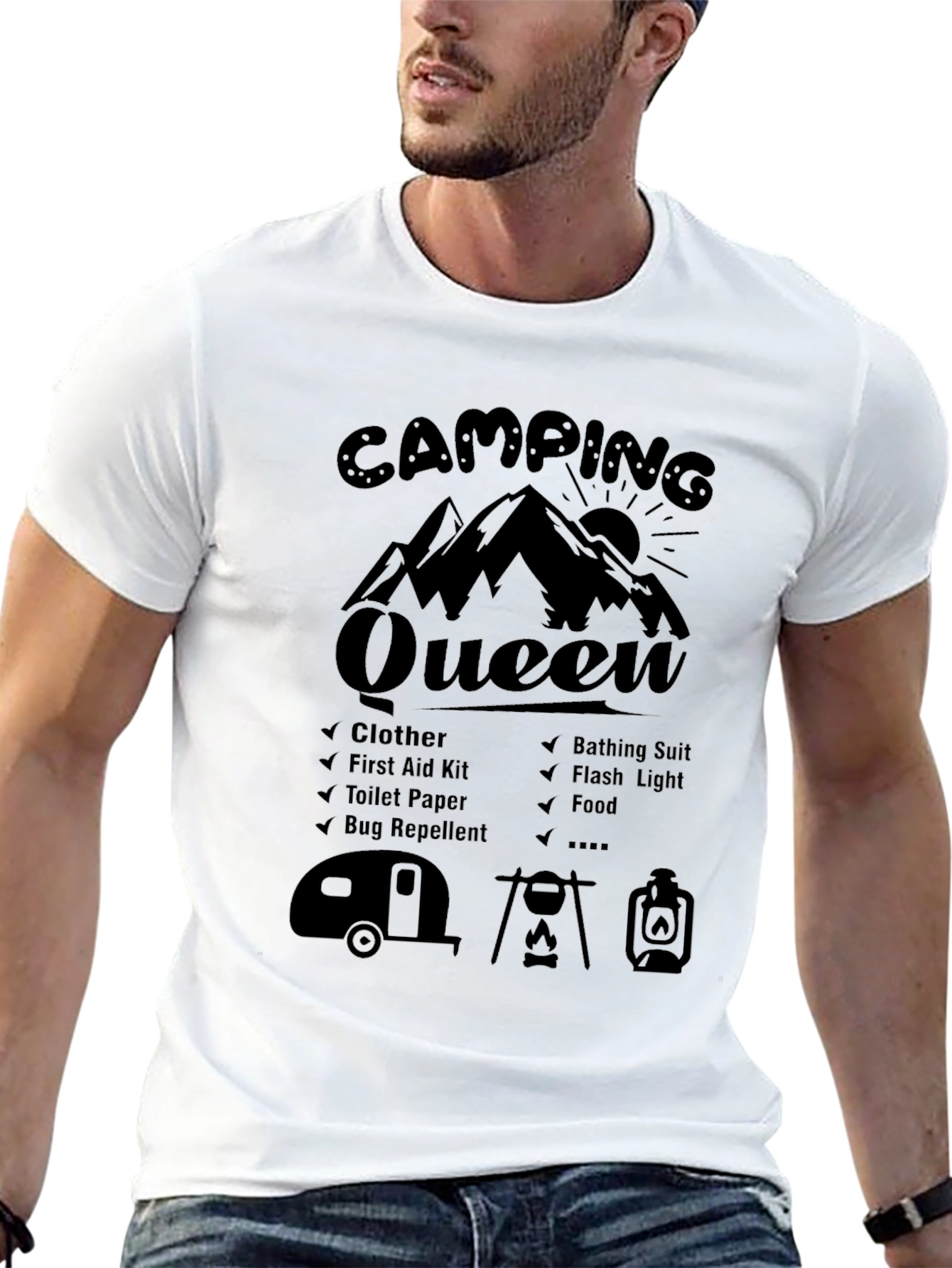 Camping Queen Black Graphic Tee