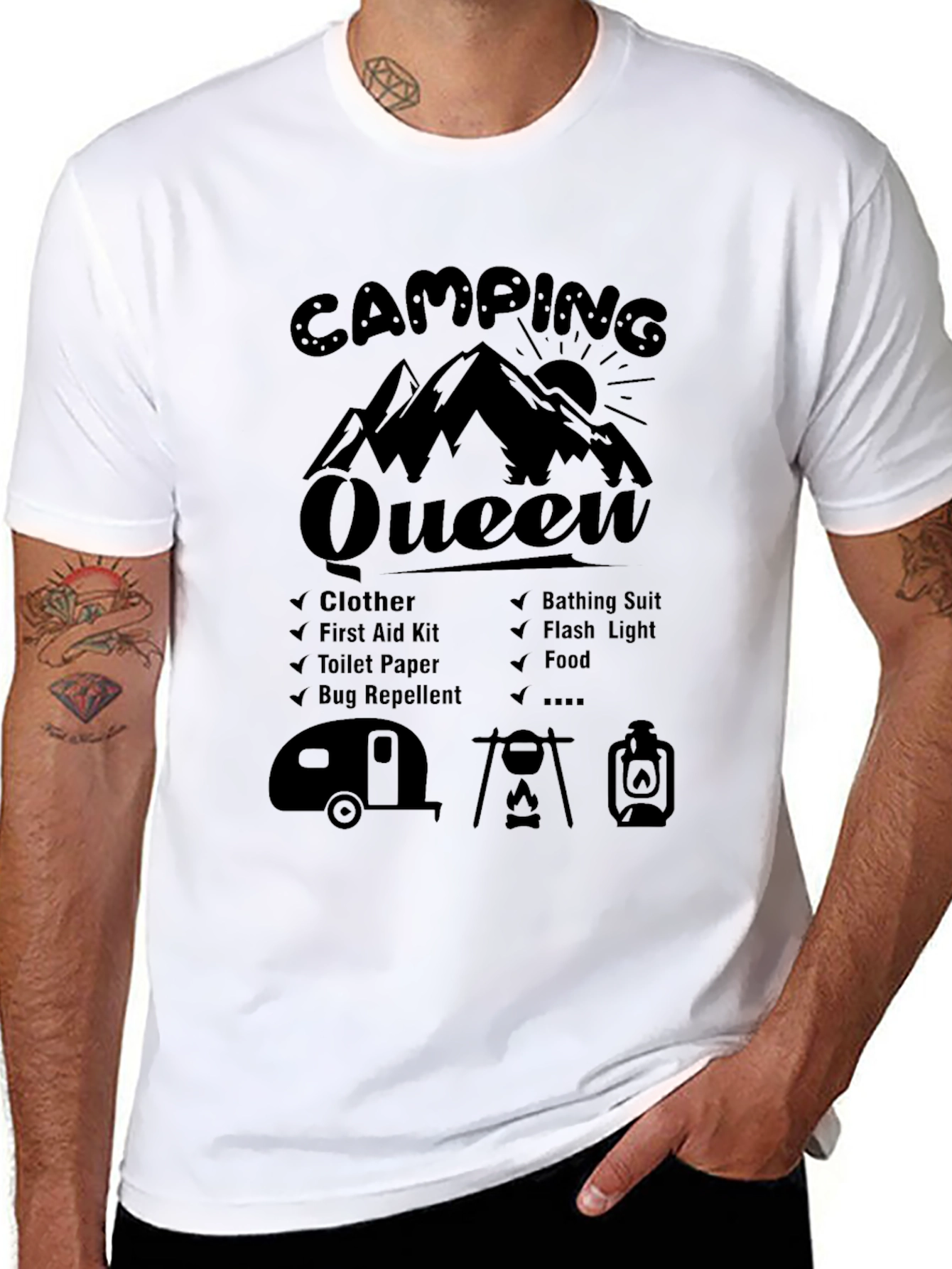 Camping Queen Black Graphic Tee