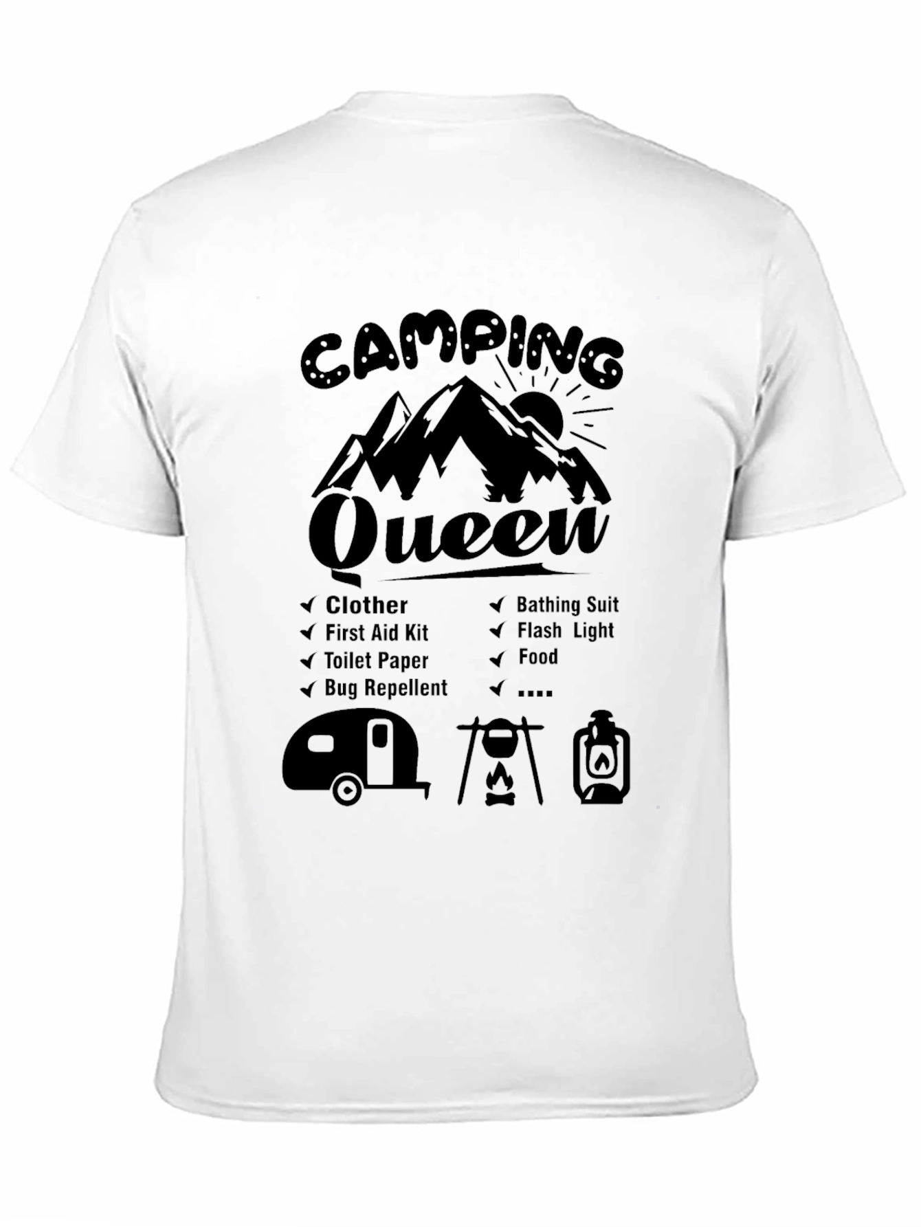 Camping Queen Black Graphic Tee