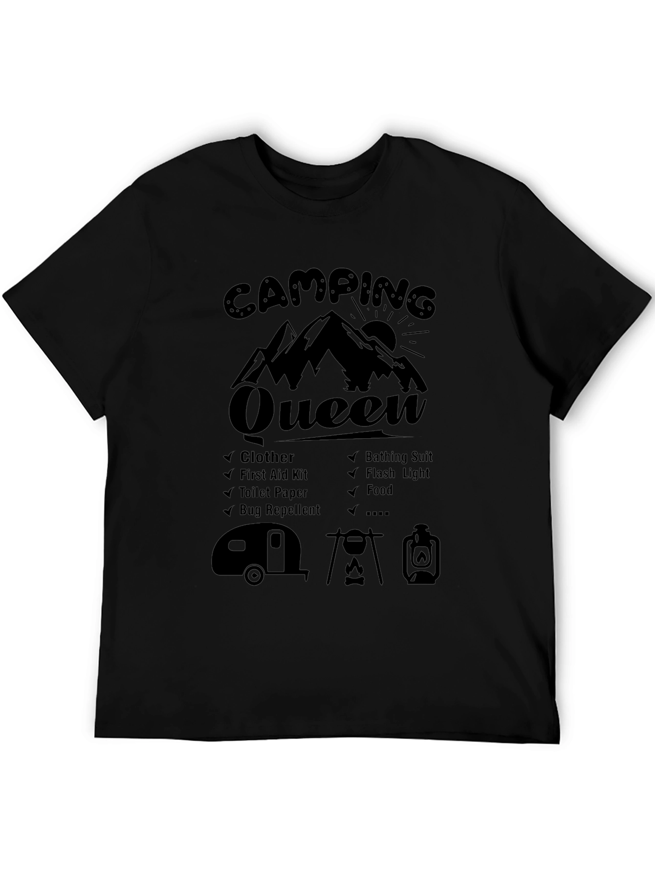 Camping Queen Black Graphic Tee