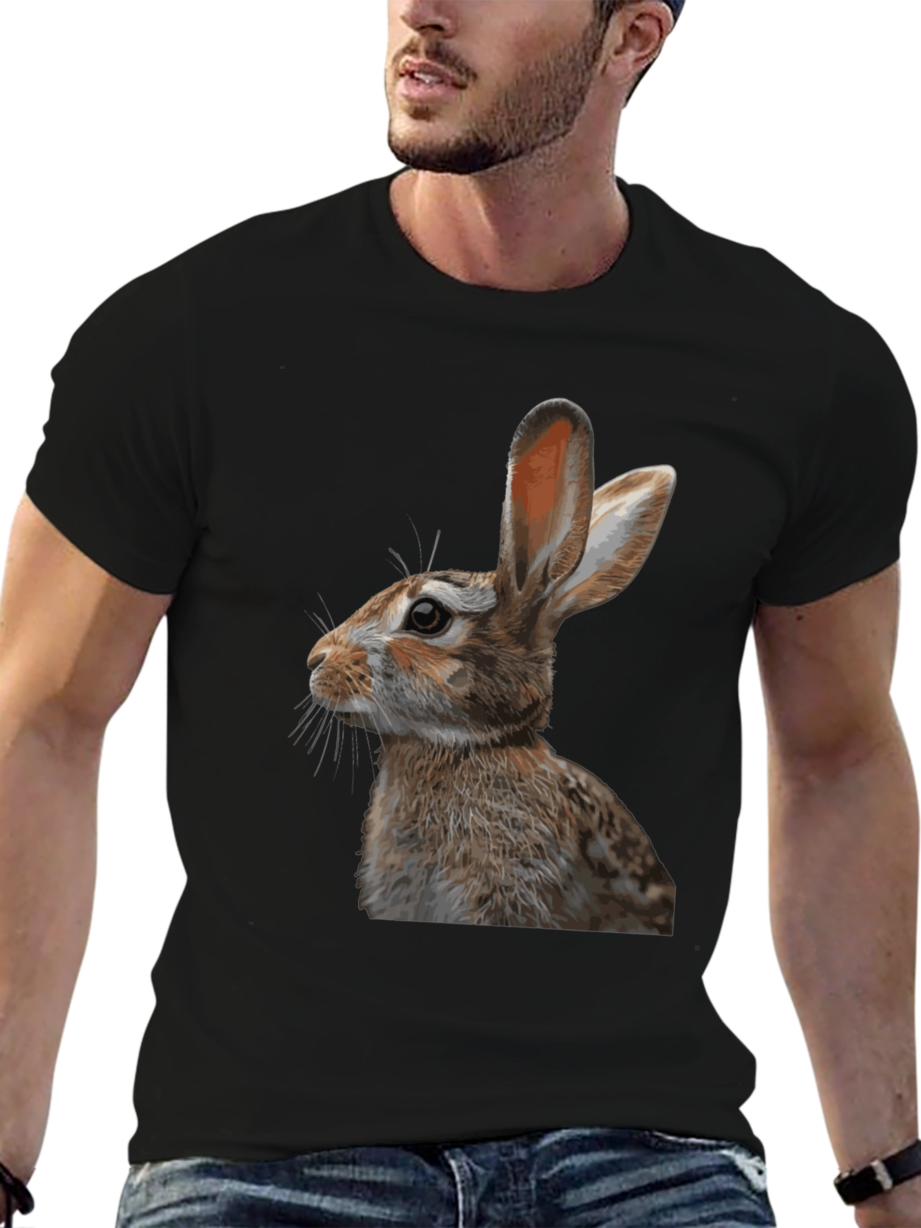 Rabbit Graphic T-Shirt - Black Cotton Tee
