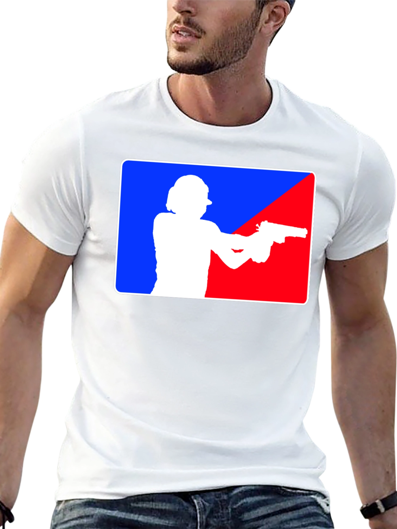 Gunslinger T-Shirt: Blue and Red Target Design