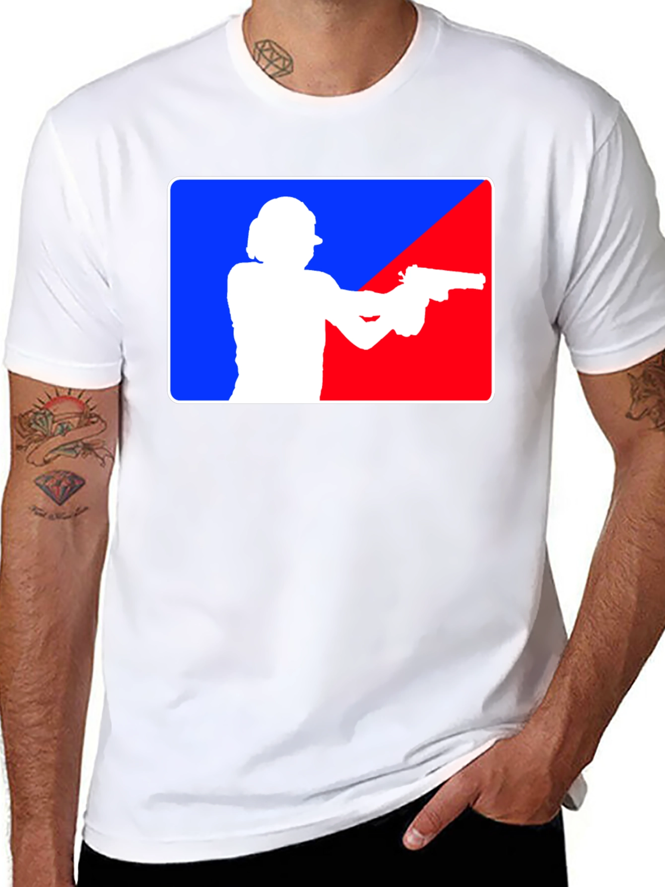Gunslinger T-Shirt: Blue and Red Target Design