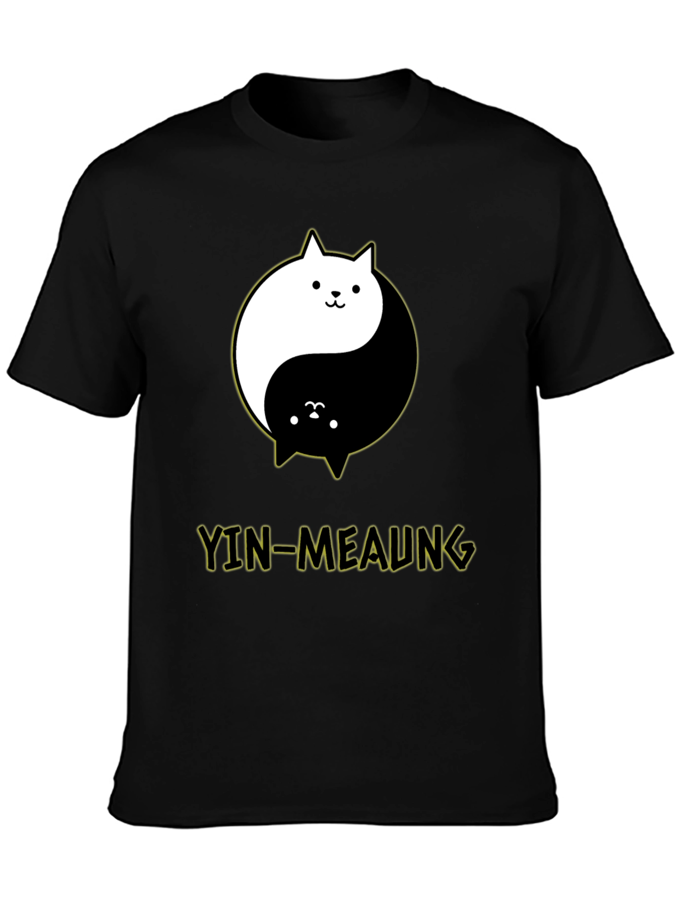 Yin-Meaung Cat Graphic Black T-Shirt