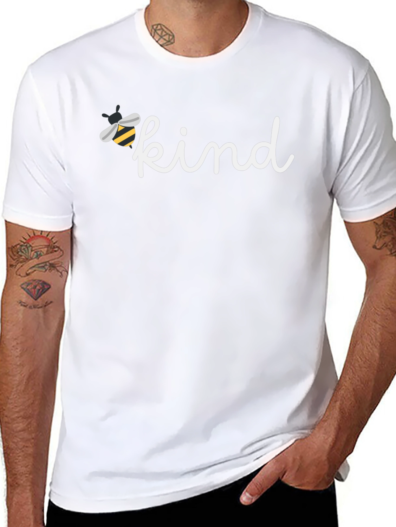 Bee Kind Graphic Tee - Black Cotton Casual T-Shirt