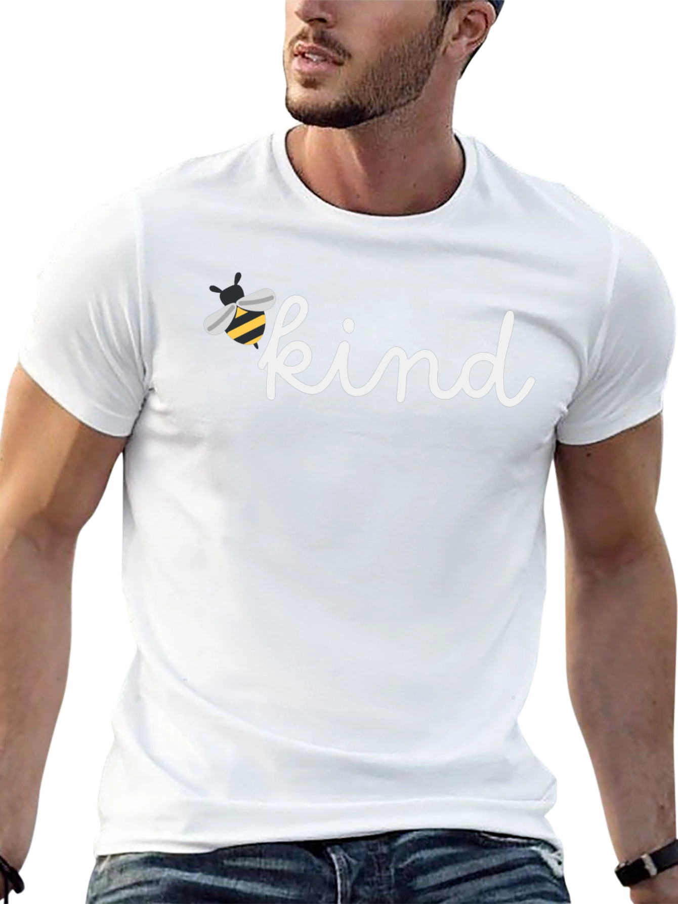 Bee Kind Graphic Tee - Black Cotton Casual T-Shirt
