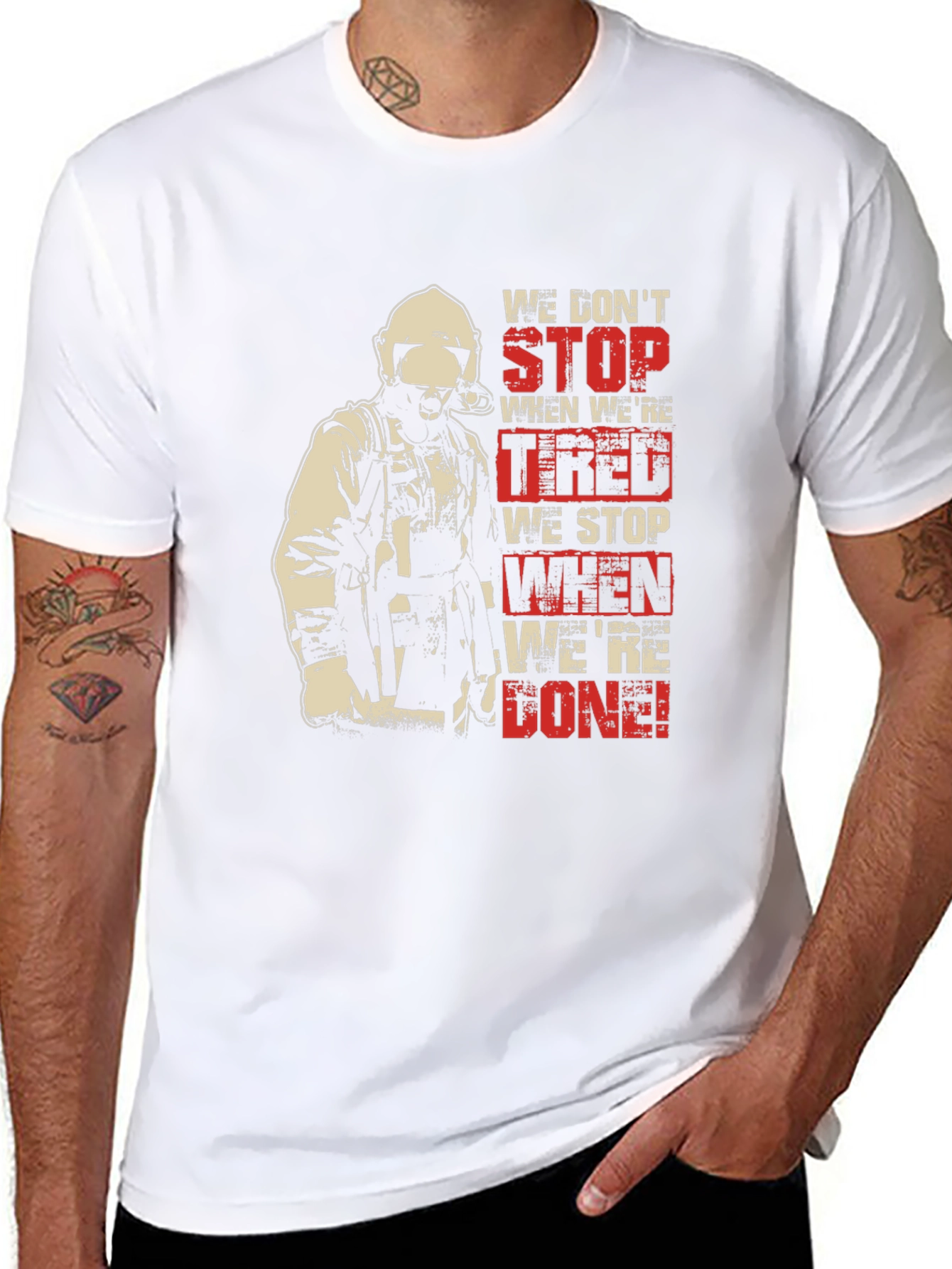 Firefighter T-Shirt - We Dont Stop When Tired