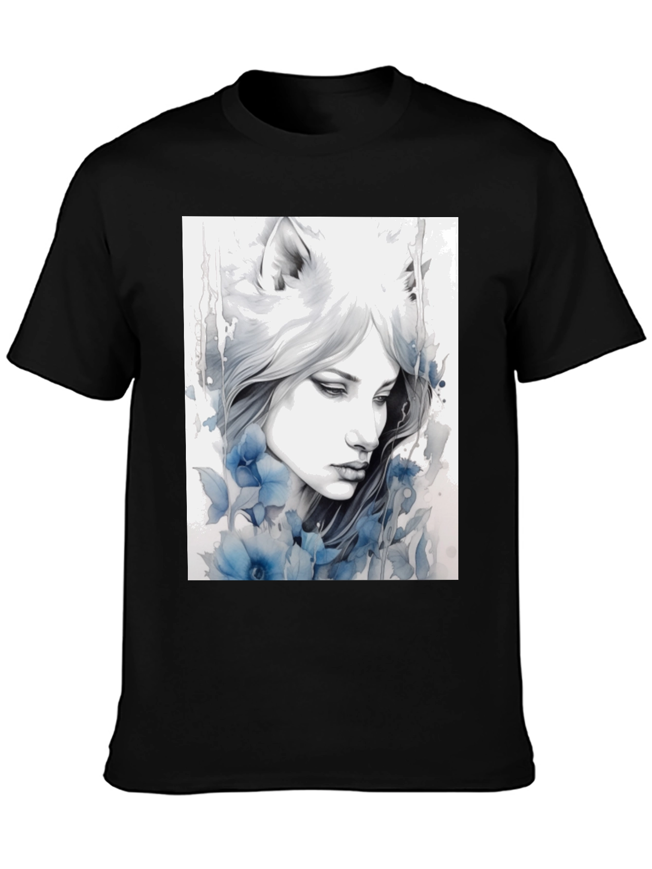 Wolf Woman Art Graphic T-Shirt