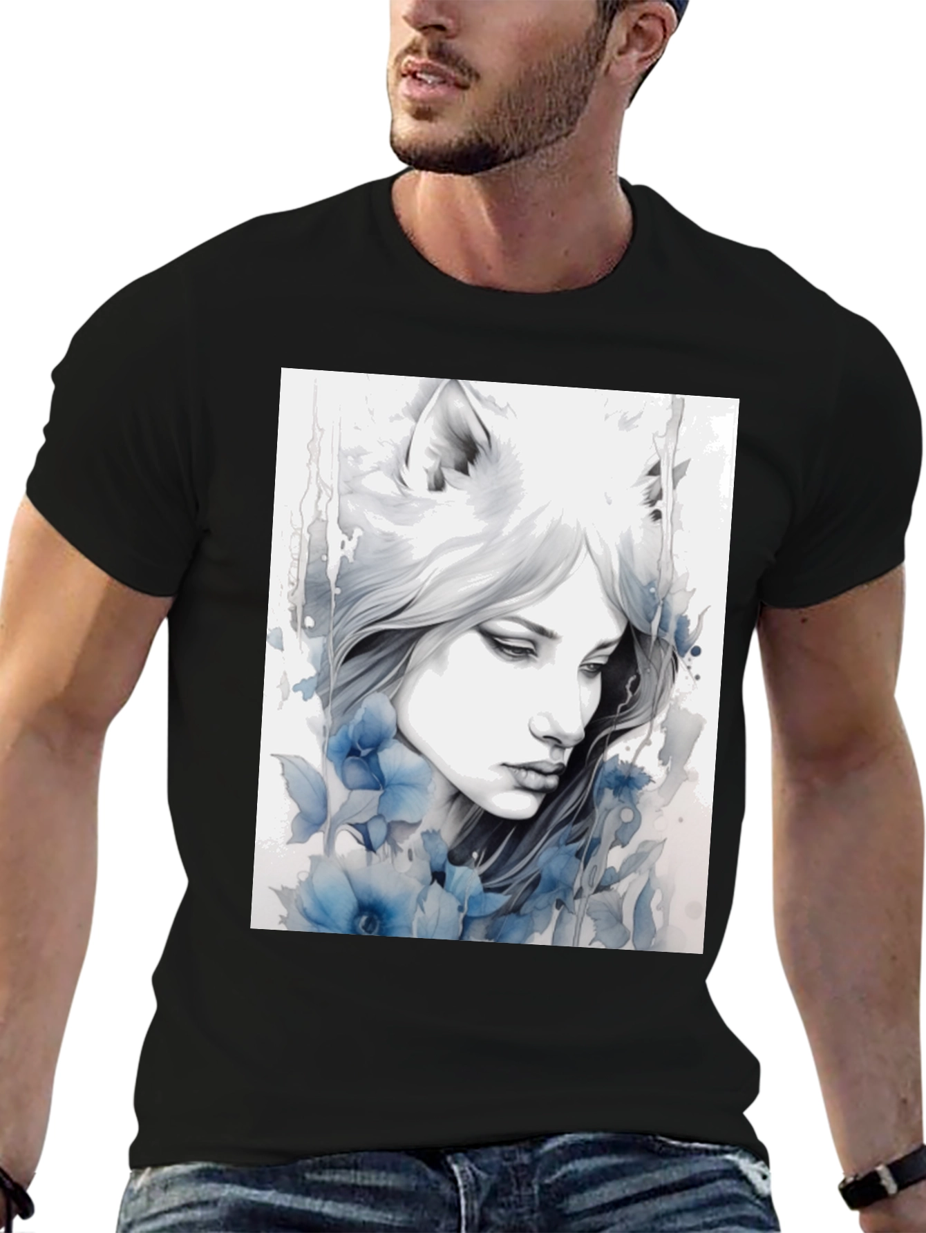 Wolf Woman Art Graphic T-Shirt