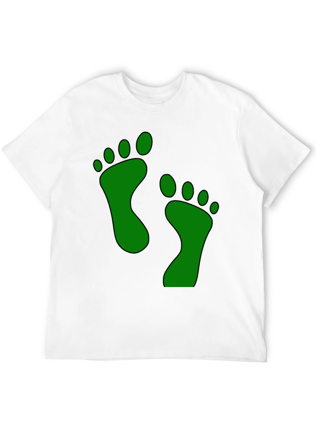 Green Footprint Graphic Black T-Shirt