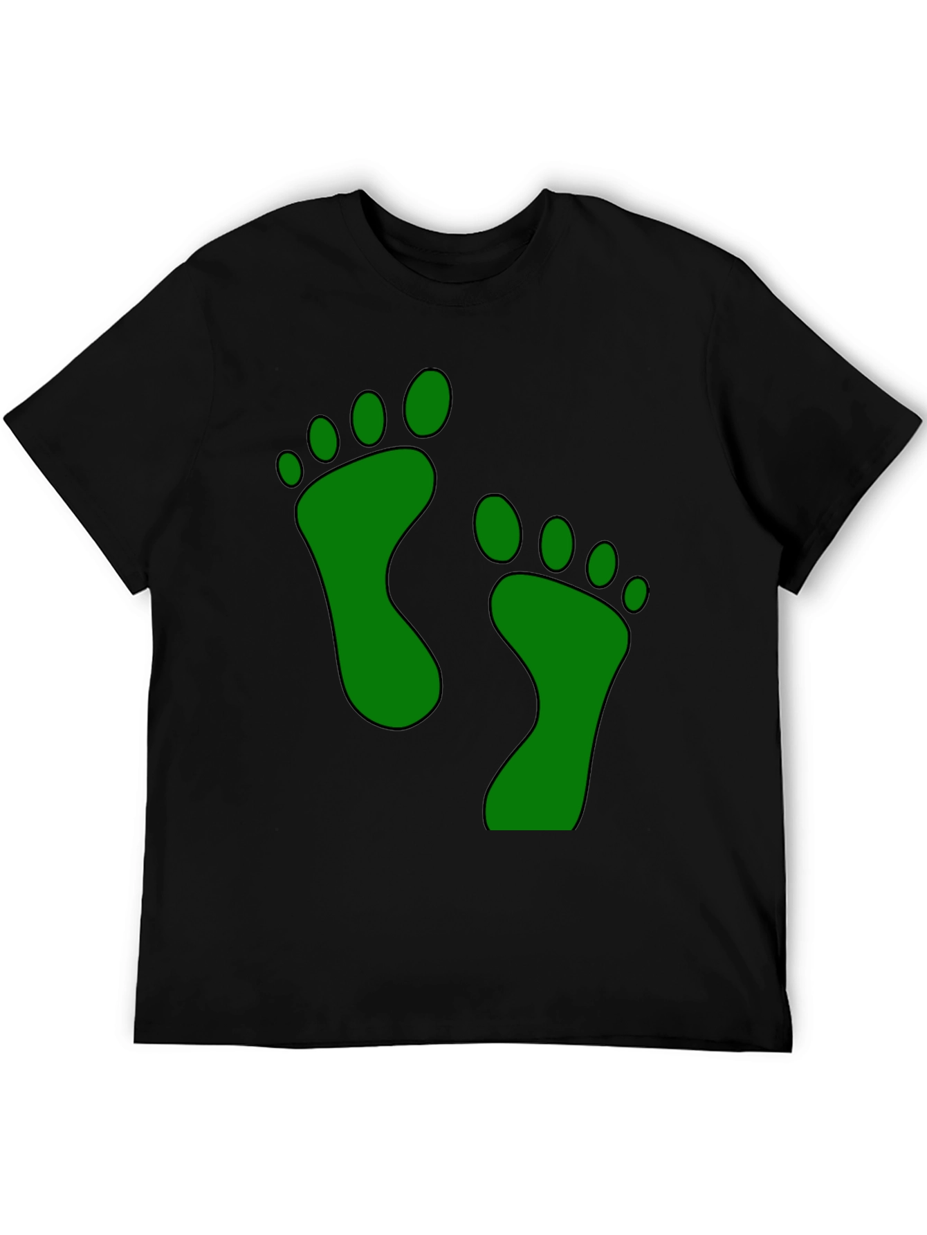 Green Footprint Graphic Black T-Shirt