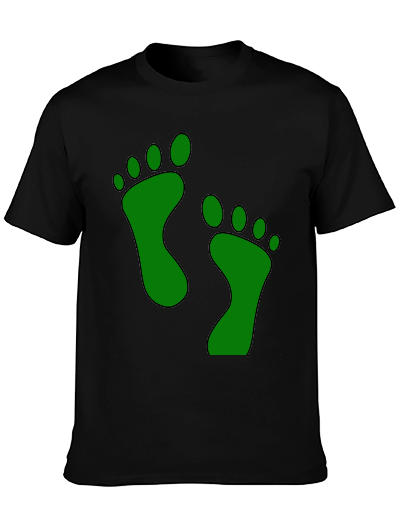 Green Footprint Graphic Black T-Shirt