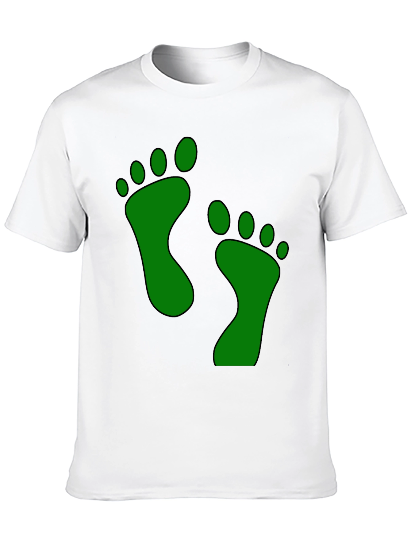 Green Footprint Graphic Black T-Shirt
