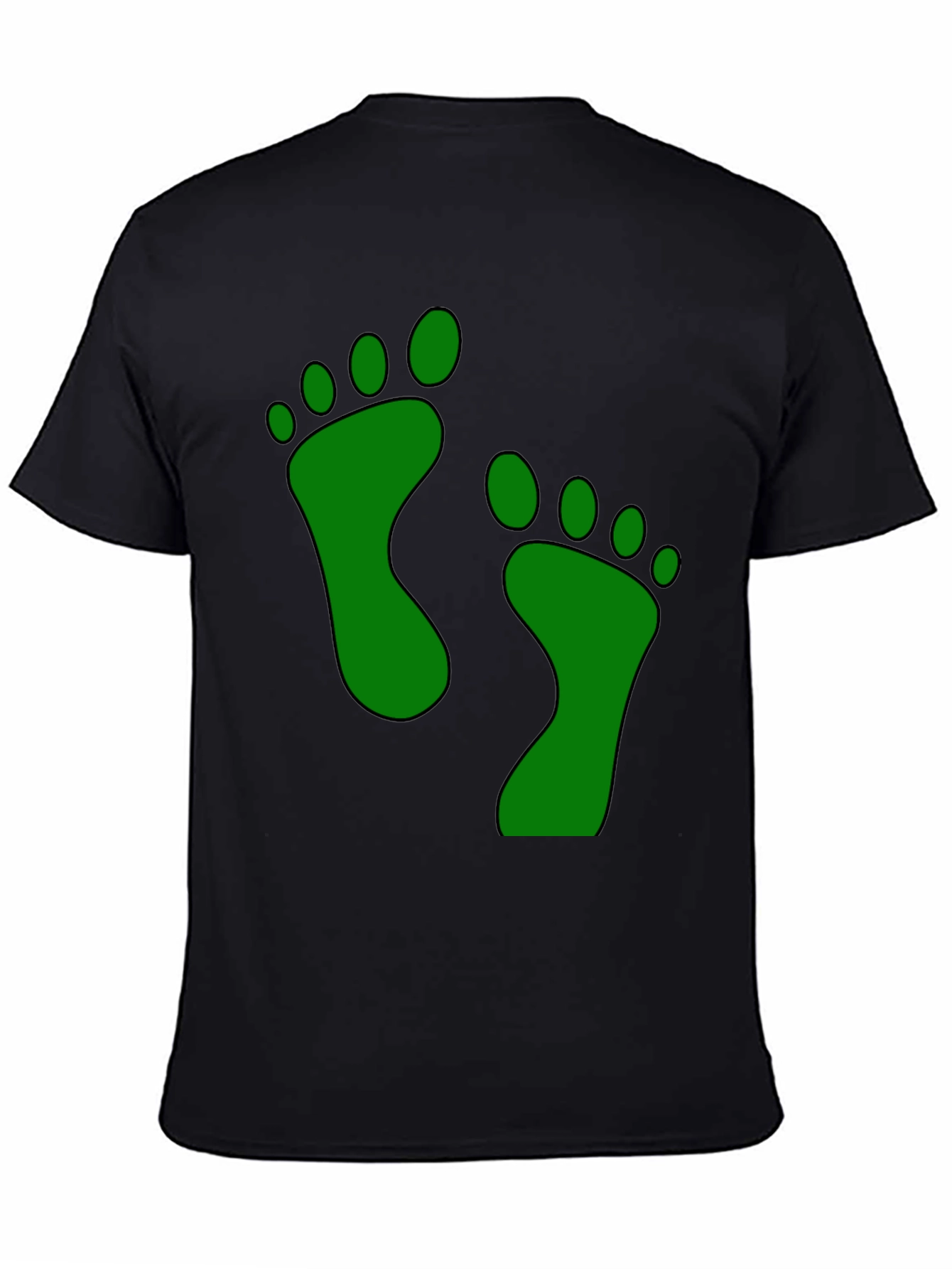 Green Footprint Graphic Black T-Shirt