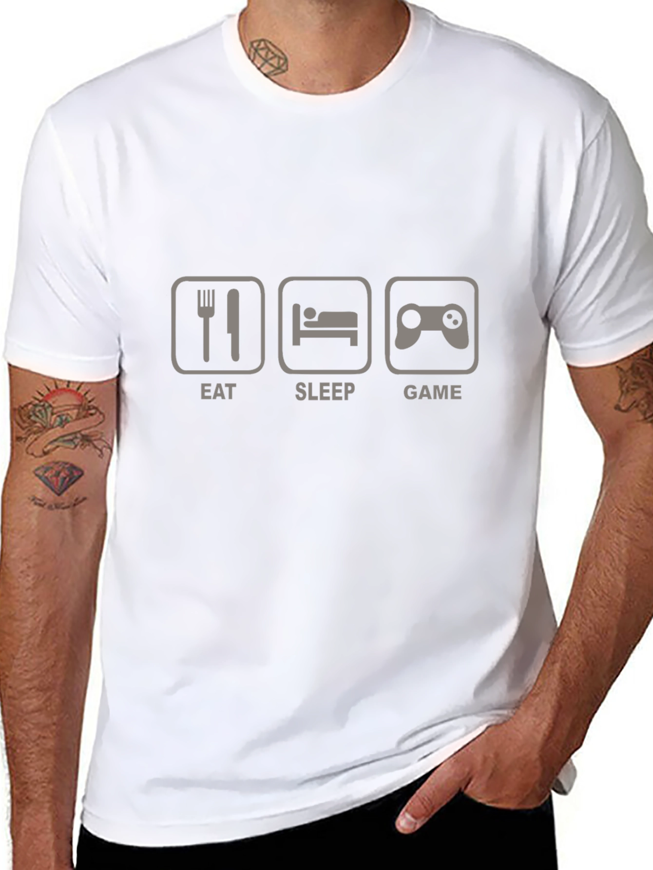 Eat Sleep Game Black Graphic T-Shirt