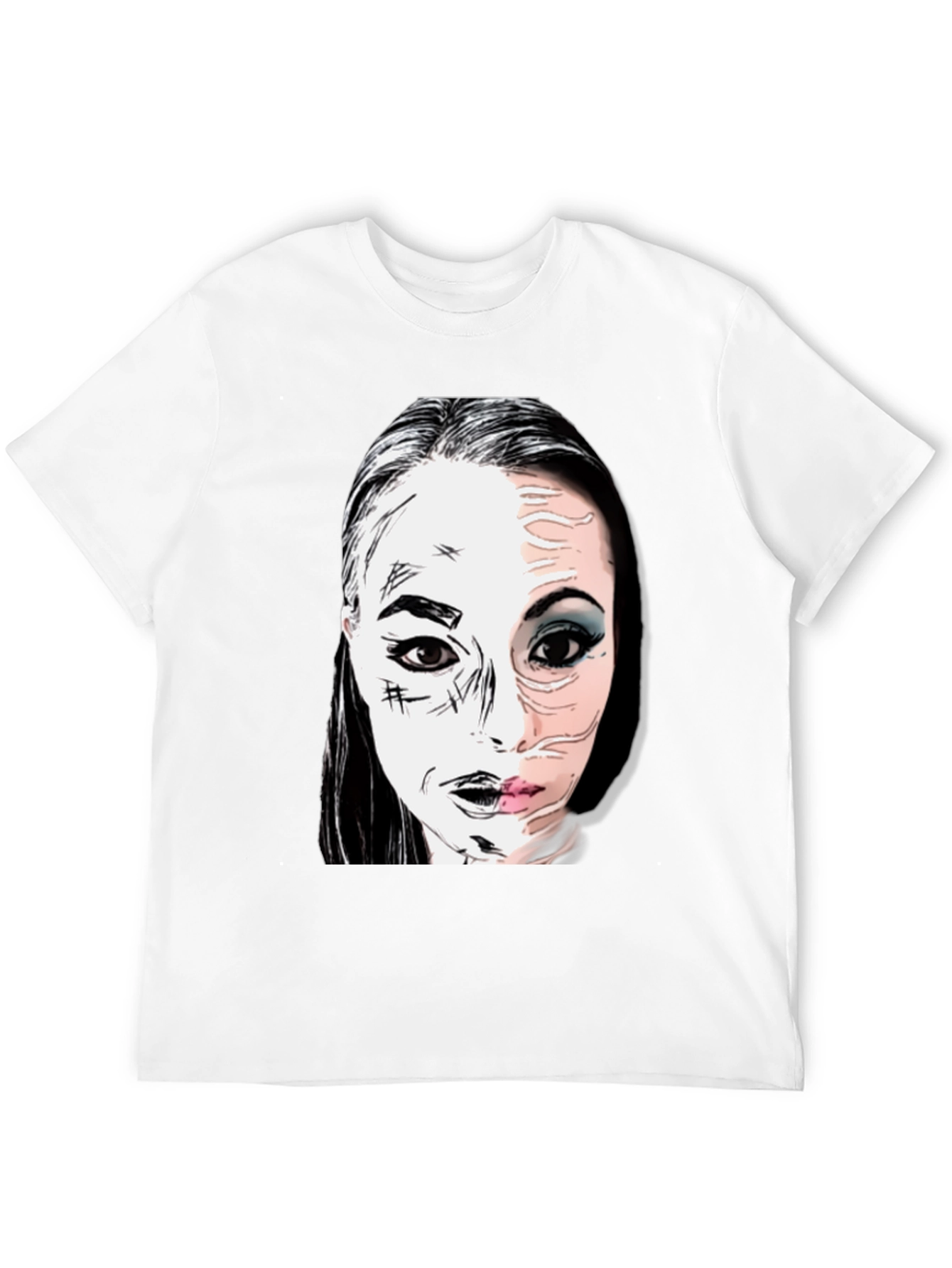 Graphic Print Half Face T-Shirt