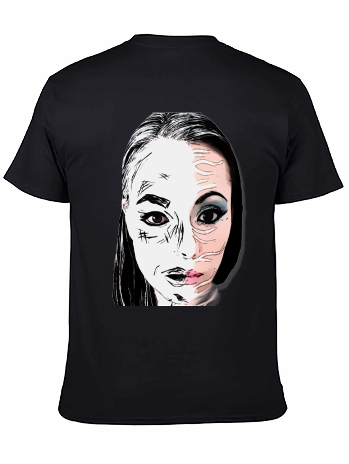 Graphic Print Half Face T-Shirt