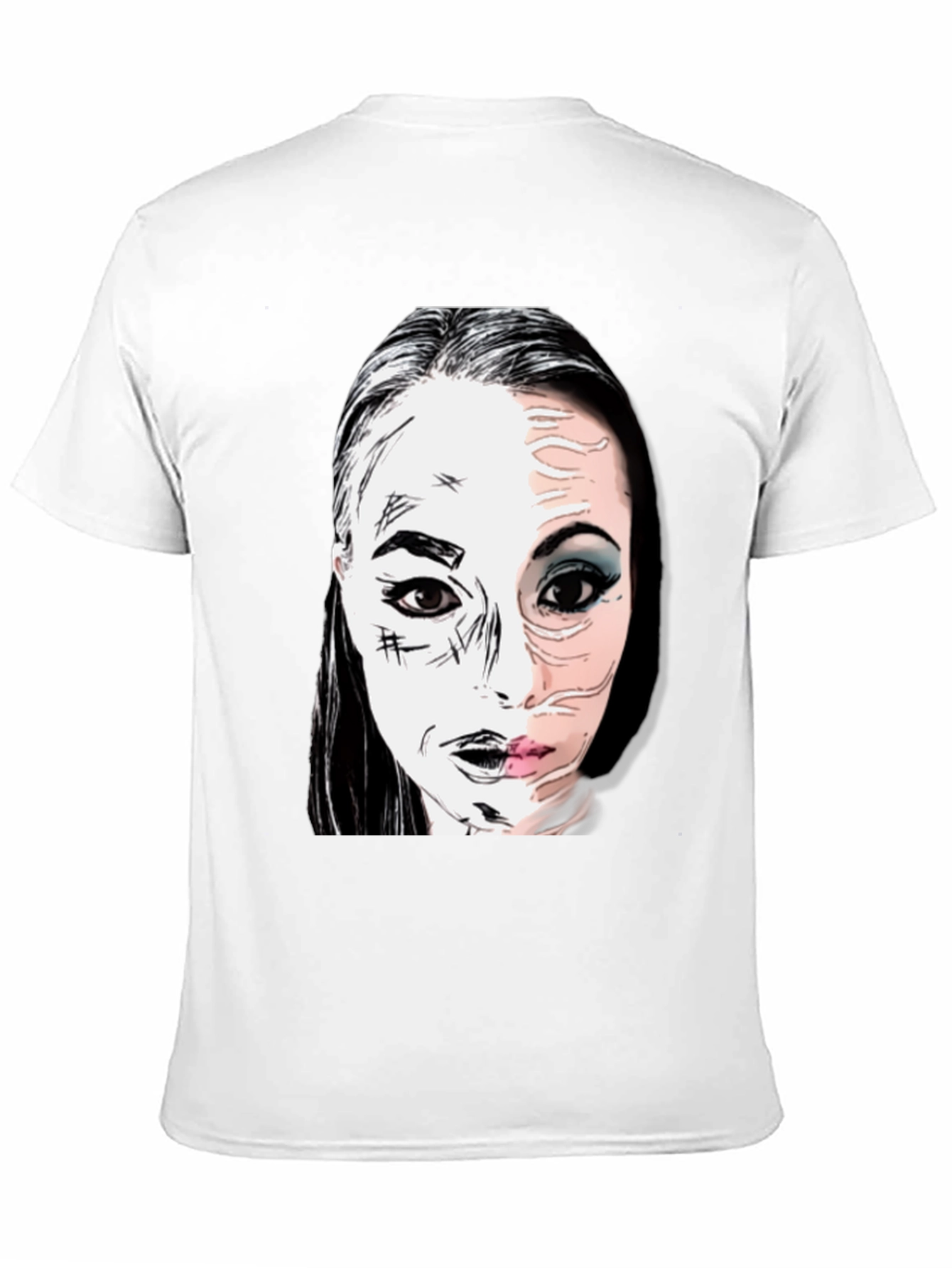 Graphic Print Half Face T-Shirt