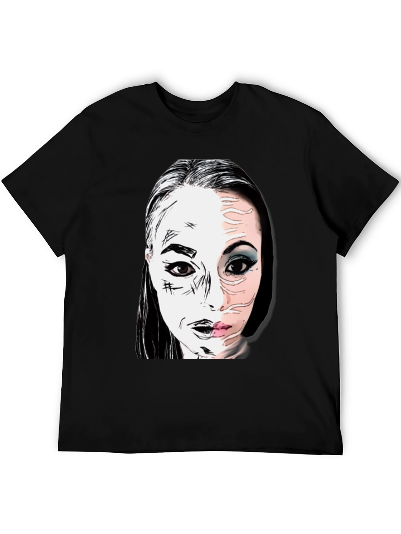 Graphic Print Half Face T-Shirt
