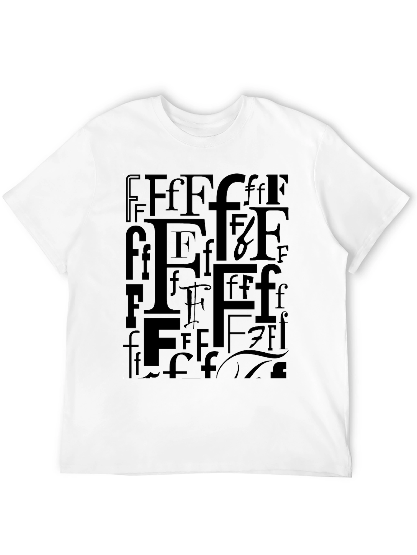 Letter F Pattern Black T-Shirt