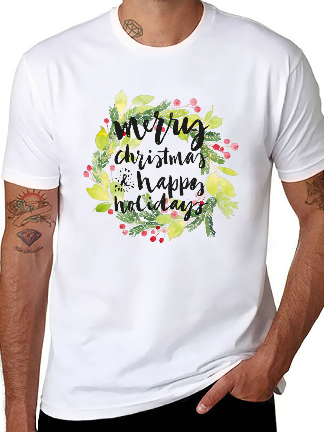 Festive Christmas Wreath Graphic Tee