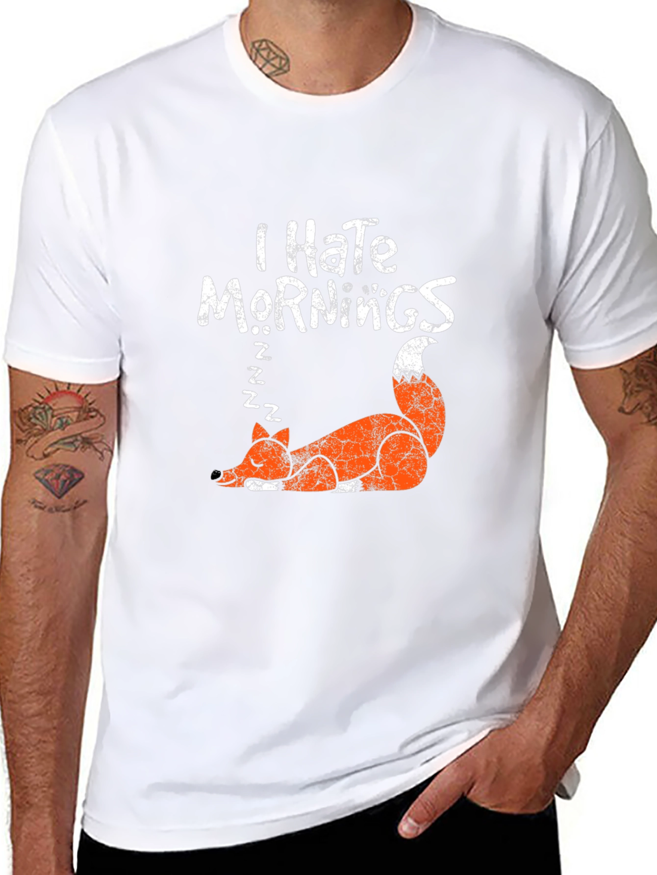 I Hate Mornings Fox Graphic T-Shirt