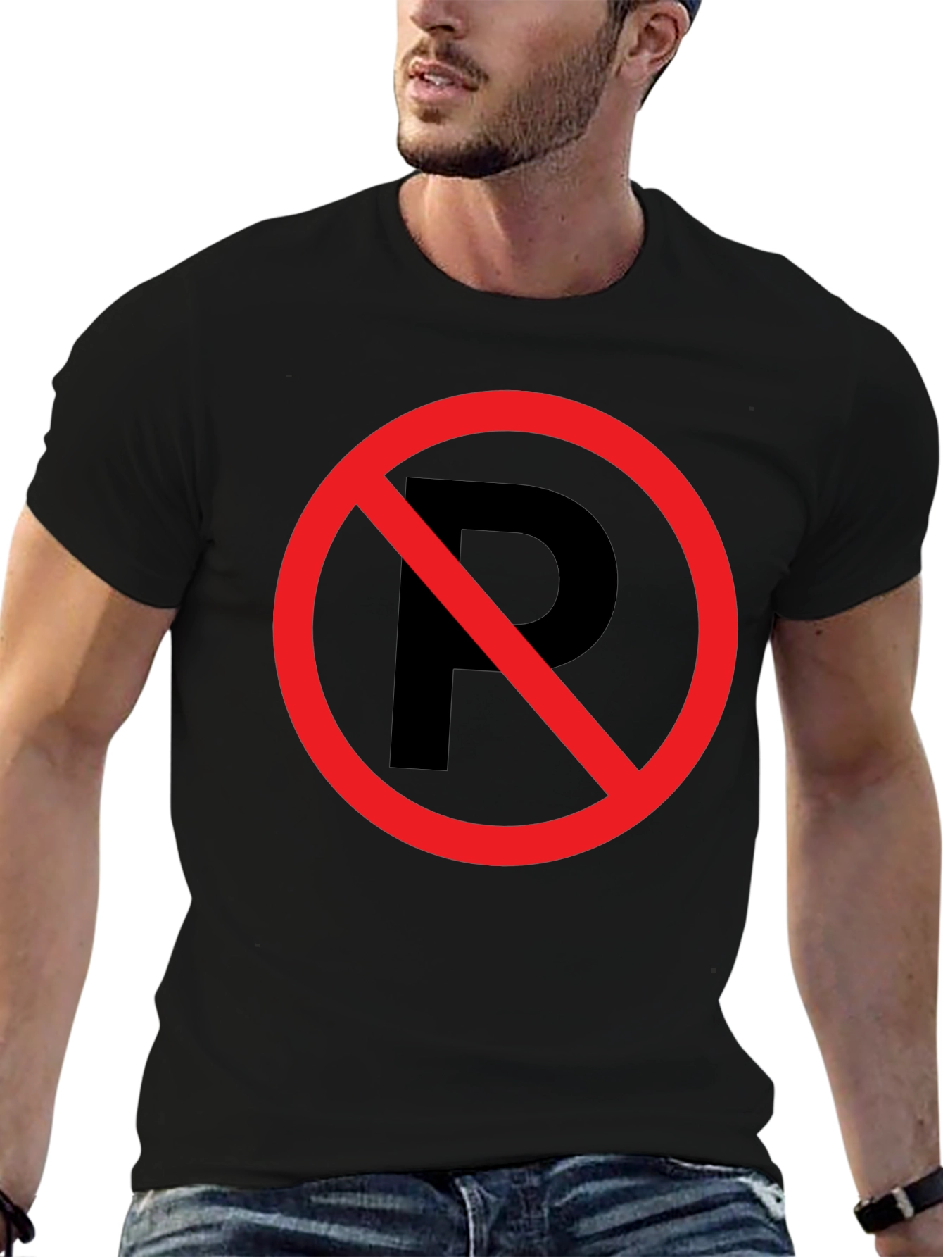 No Parking Symbol T-Shirt - Black Cotton Graphic Tee