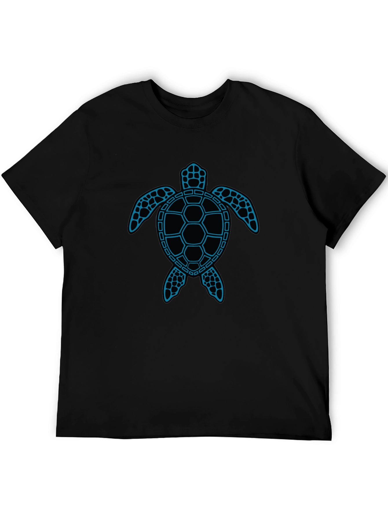 Blue Turtle Graphic Black T-Shirt