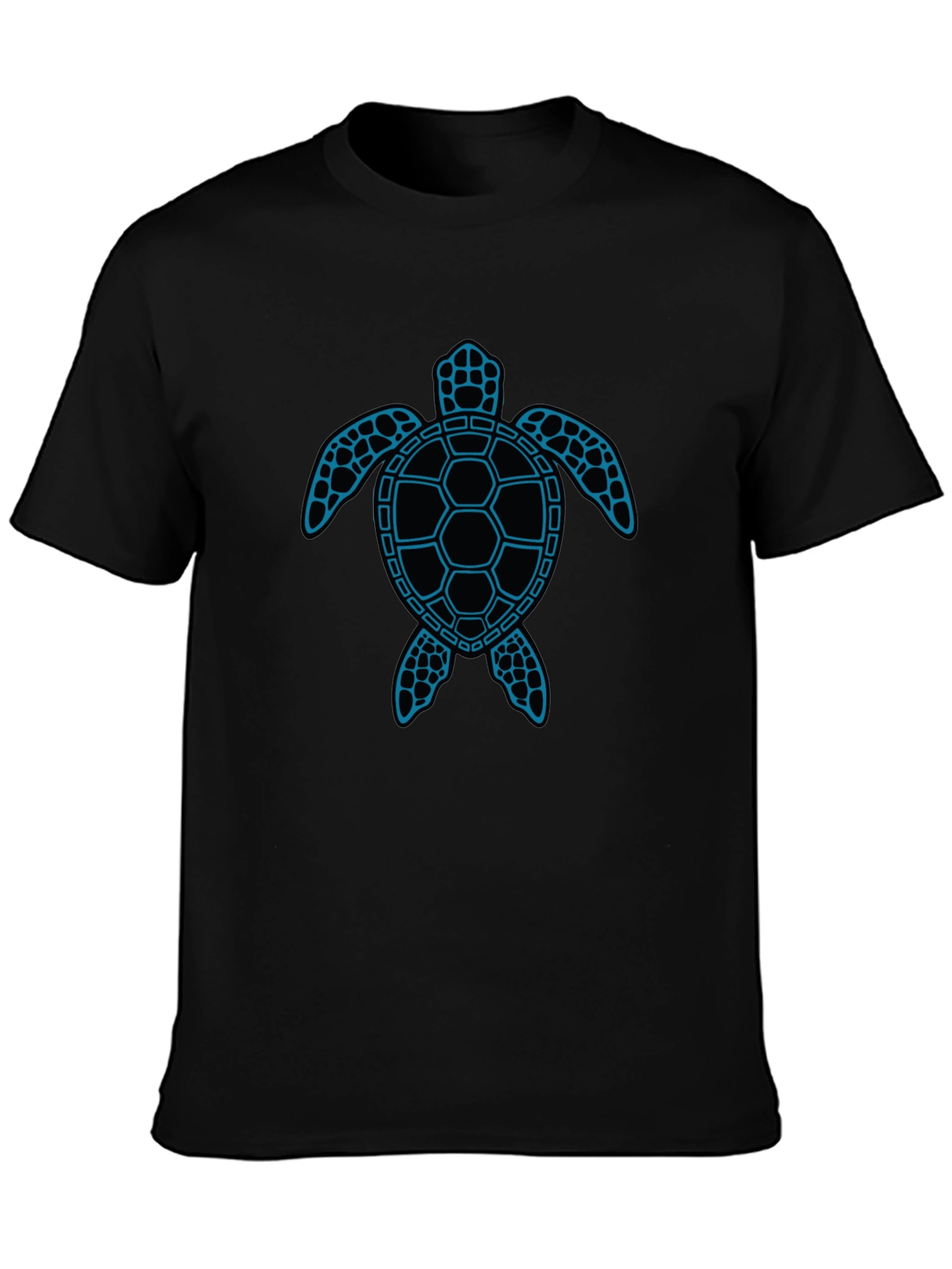 Blue Turtle Graphic Black T-Shirt