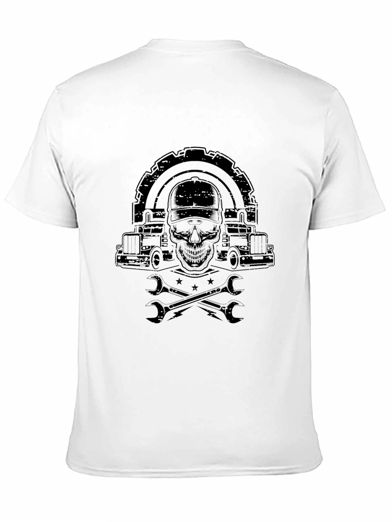 Black Trucker Skull Graphic T-Shirt