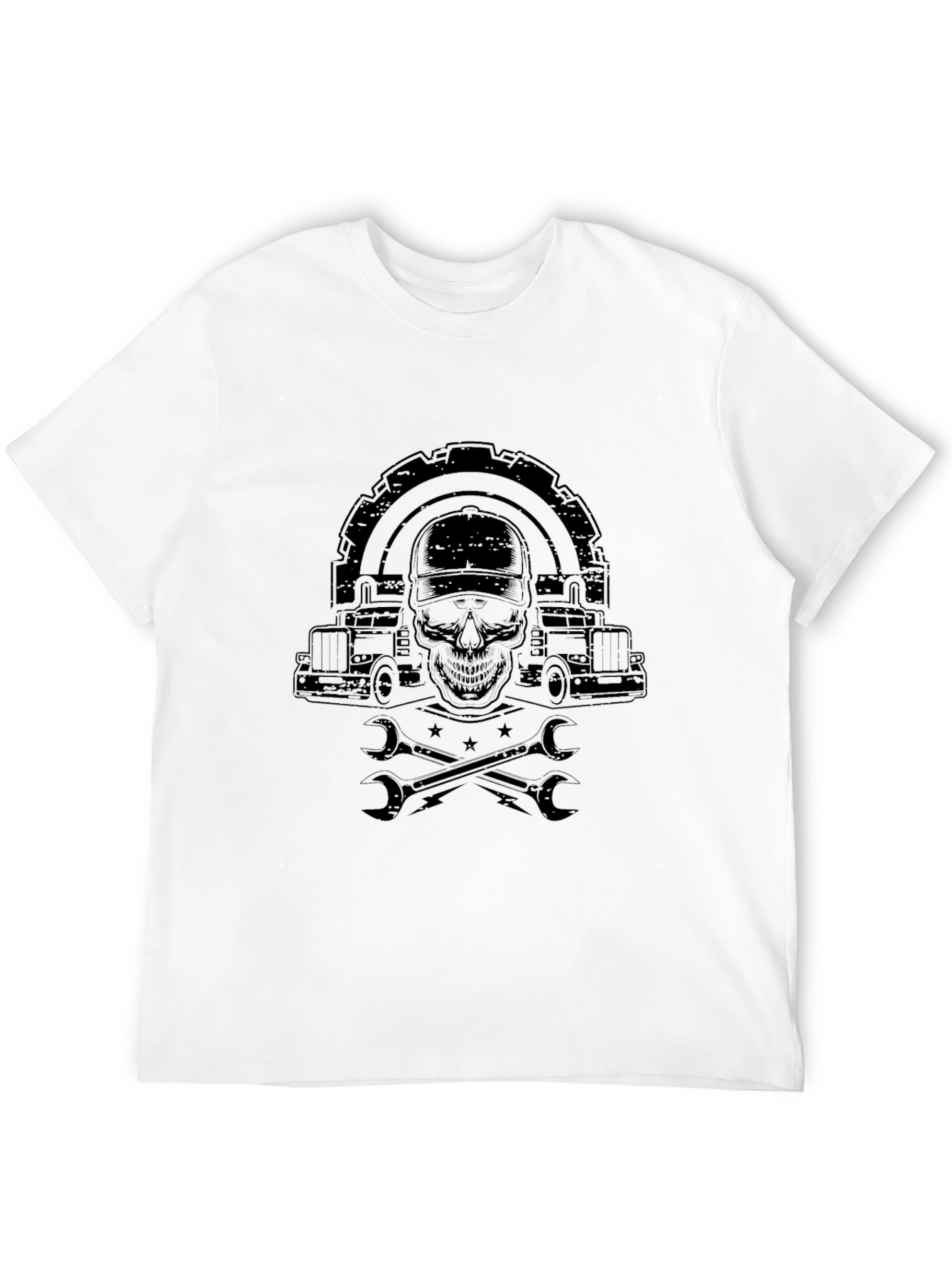Black Trucker Skull Graphic T-Shirt