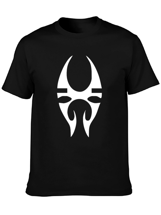 Stylish Black T-Shirt with White Tribal Graphic