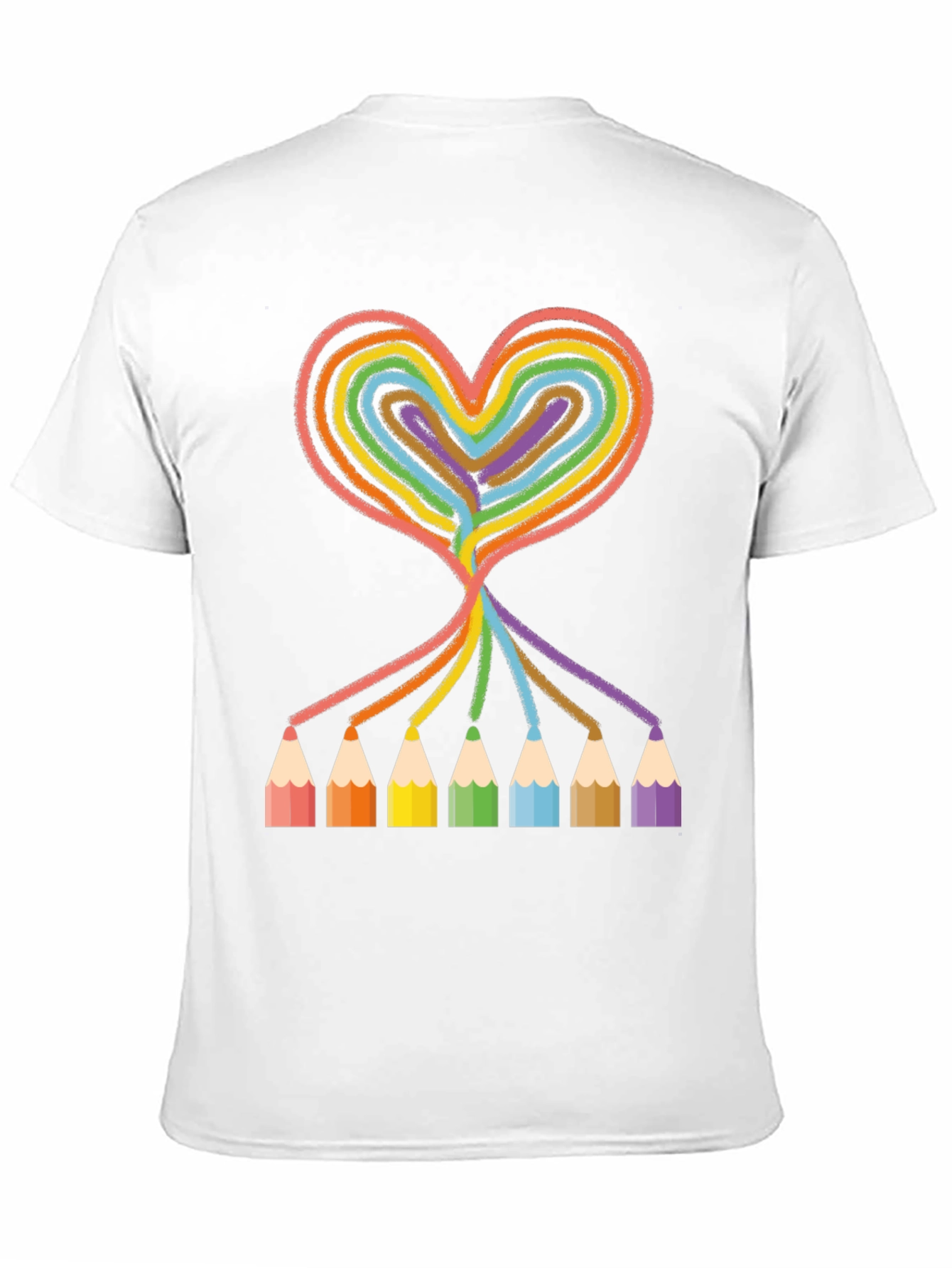 Rainbow Heart Pencil T-Shirt - Creative Art Tee