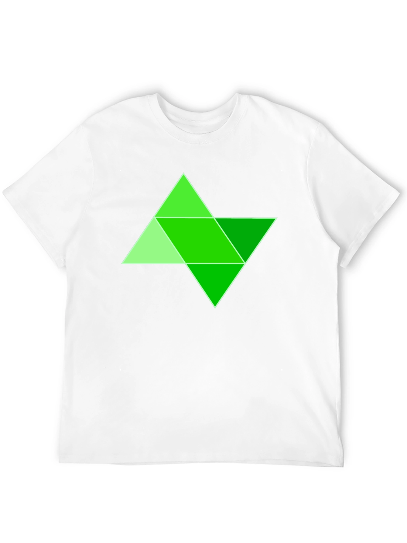 Geometric Green Triangle Design Black T-Shirt