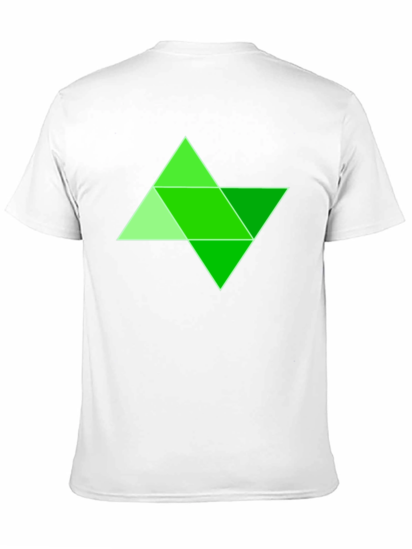 Geometric Green Triangle Design Black T-Shirt