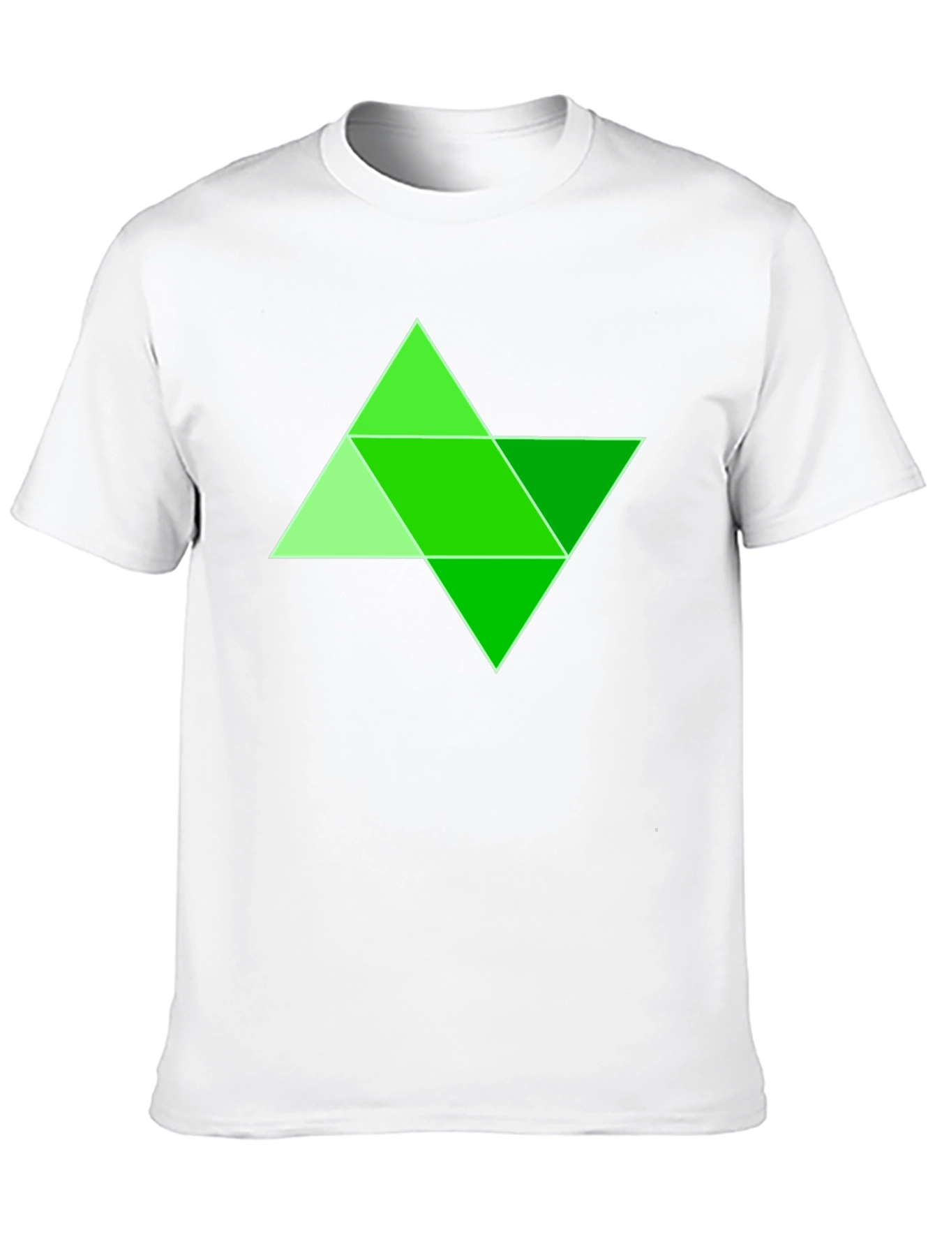 Geometric Green Triangle Design Black T-Shirt