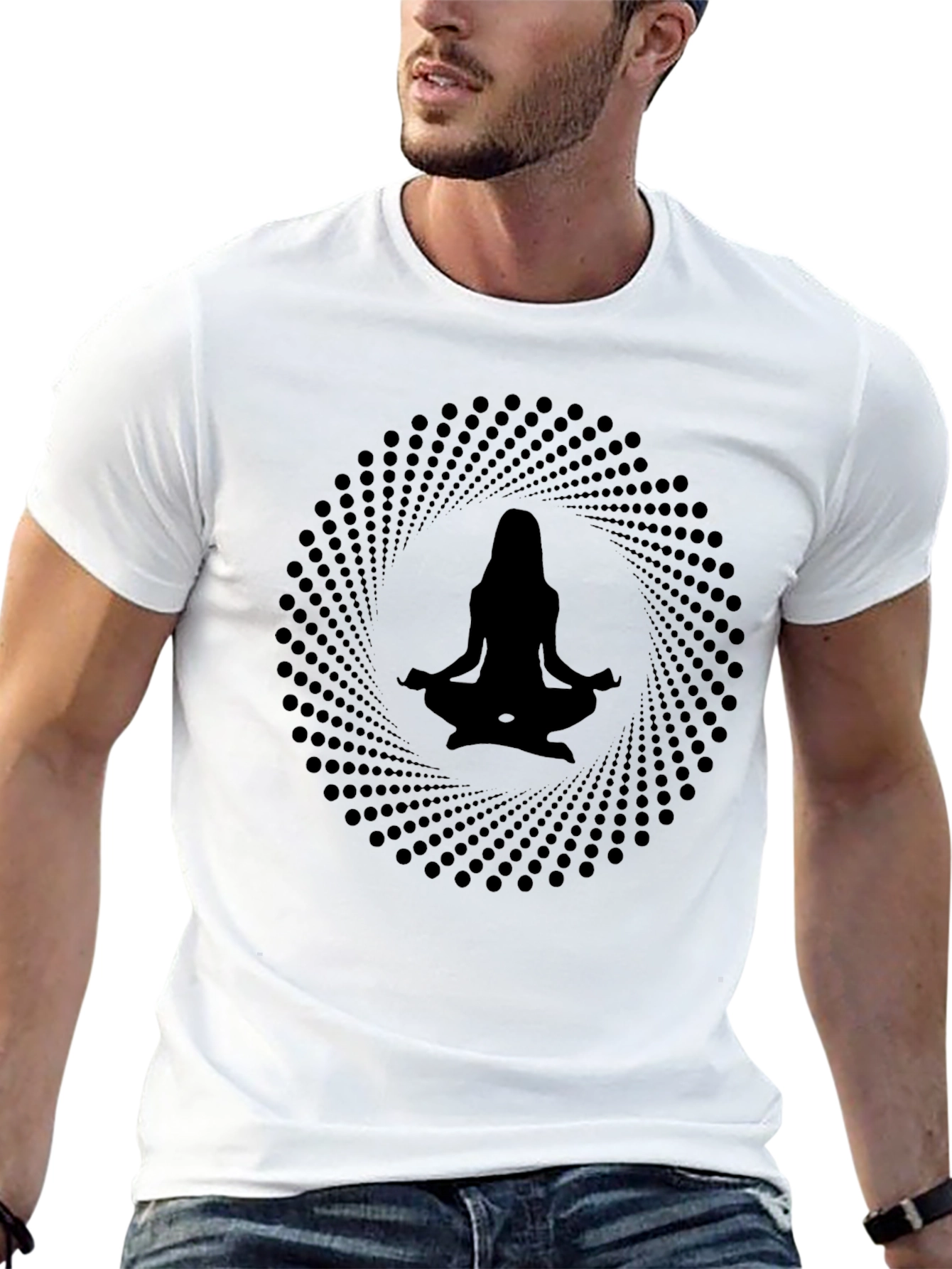 Meditative Silhouette Graphic Tee - Black