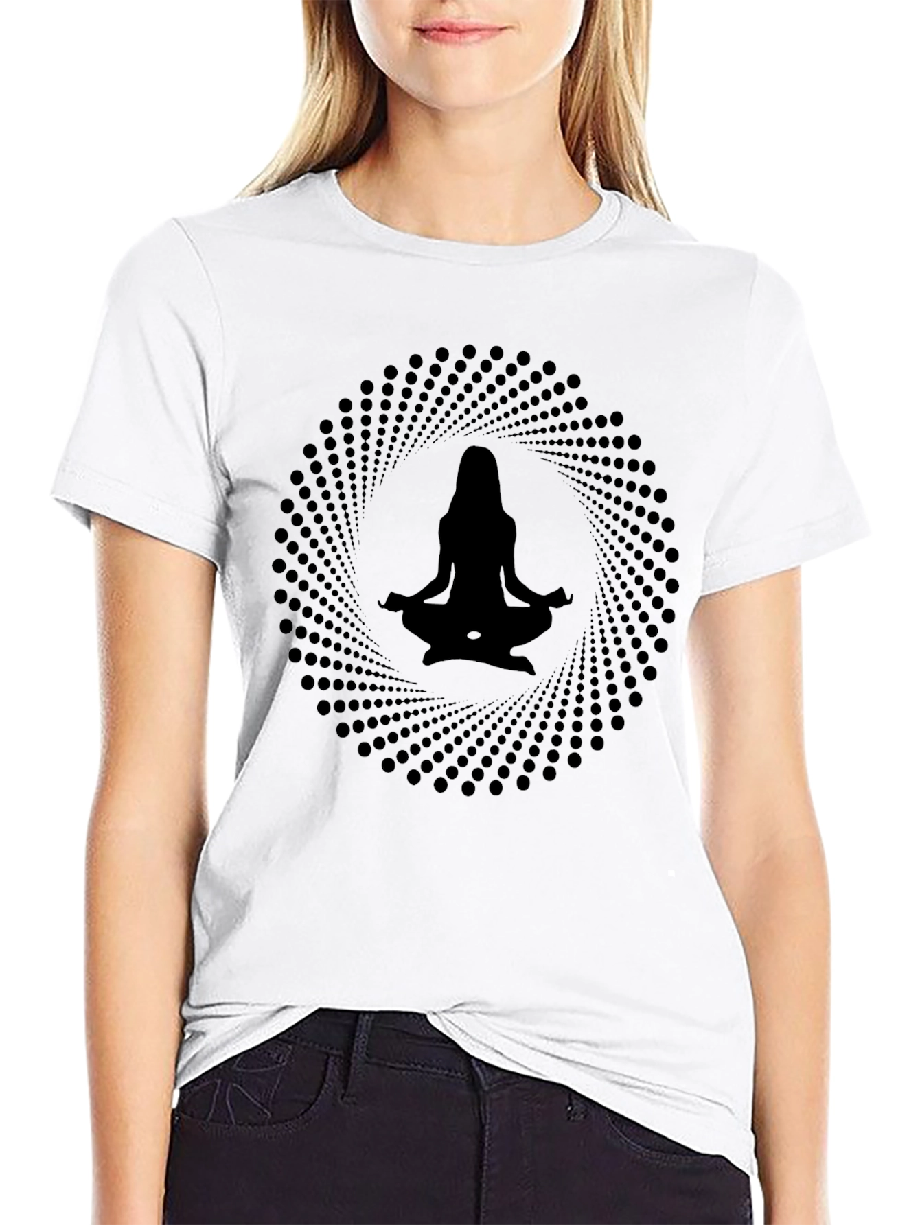 Meditative Silhouette Graphic Tee - Black