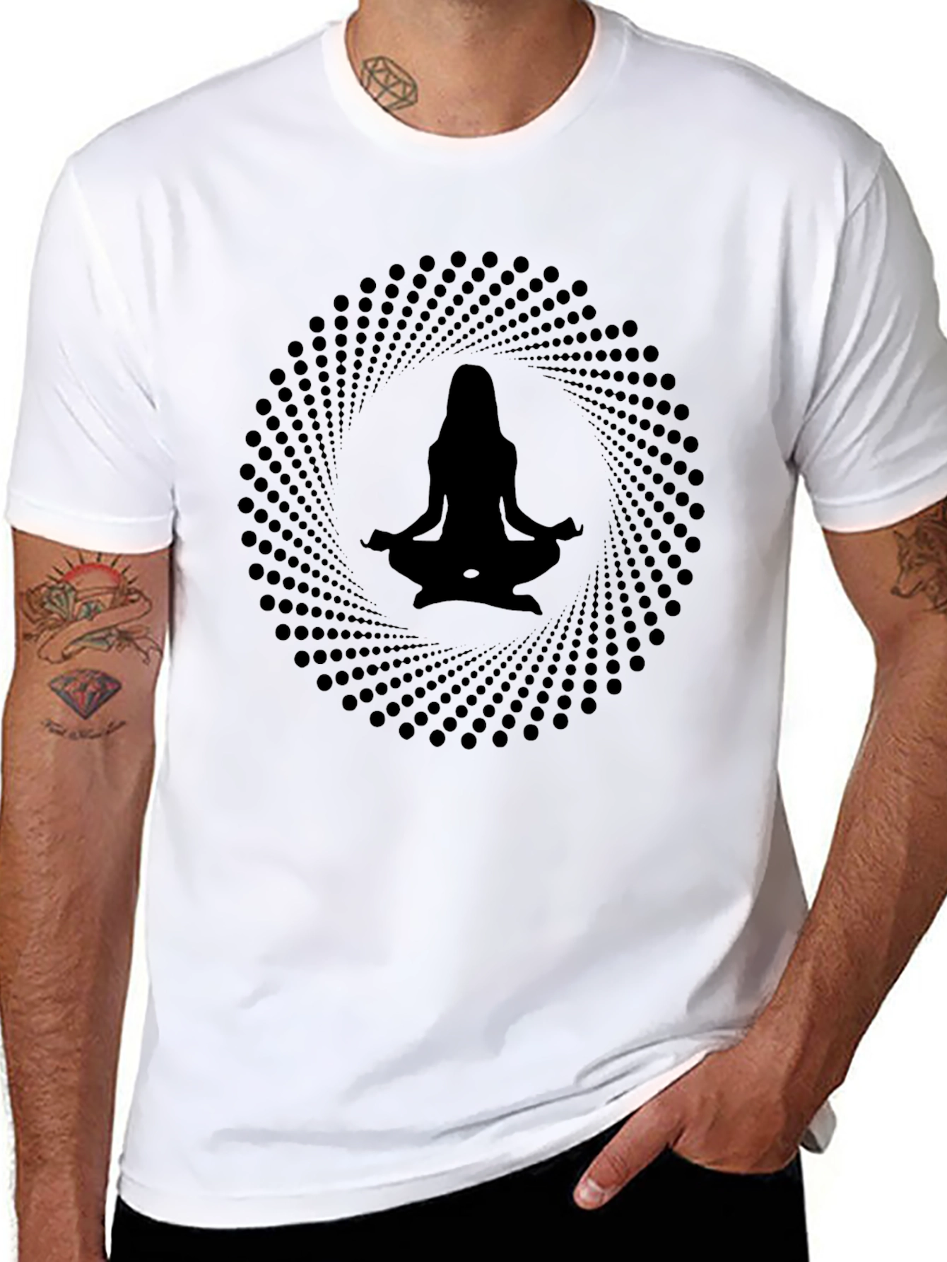 Meditative Silhouette Graphic Tee - Black