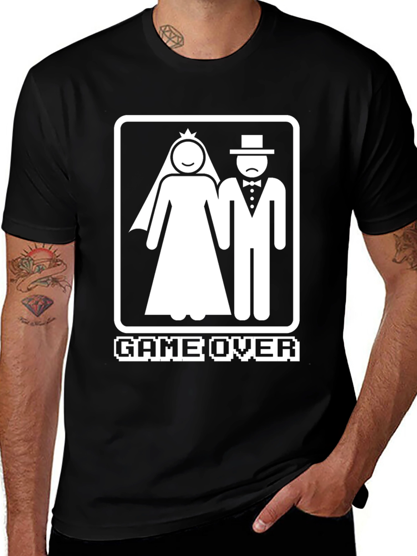 Game Over Wedding Black T-Shirt