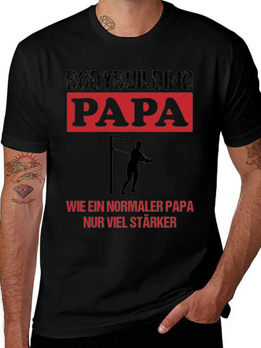 Bodybuilding Papa Black Graphic T-Shirt