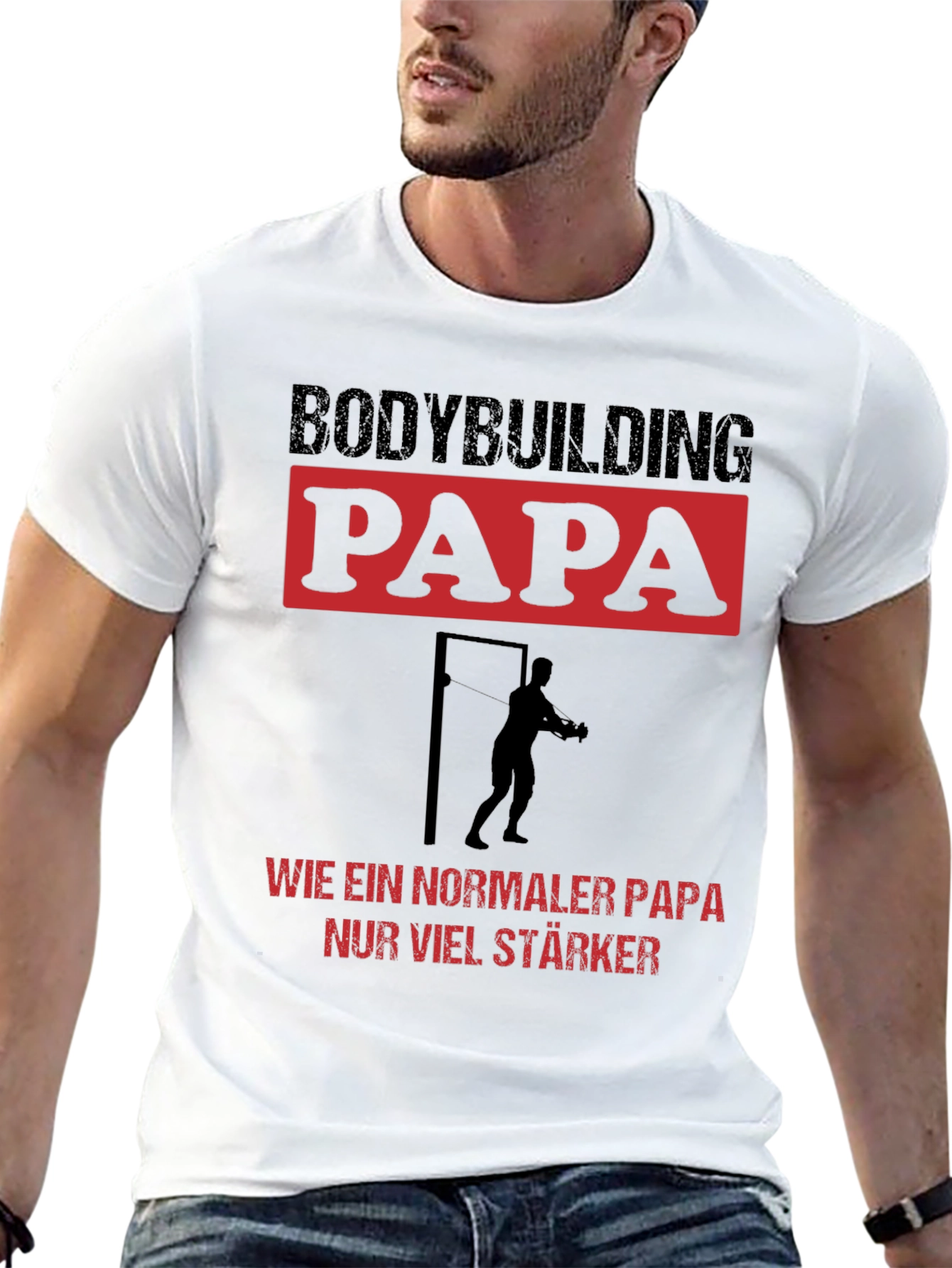 Bodybuilding Papa Black Graphic T-Shirt