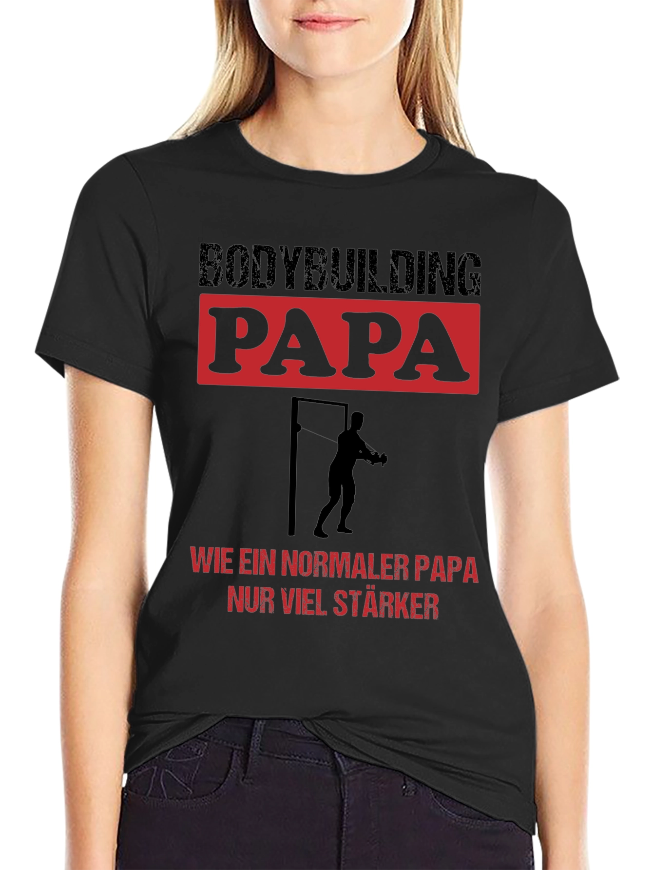 Bodybuilding Papa Black Graphic T-Shirt