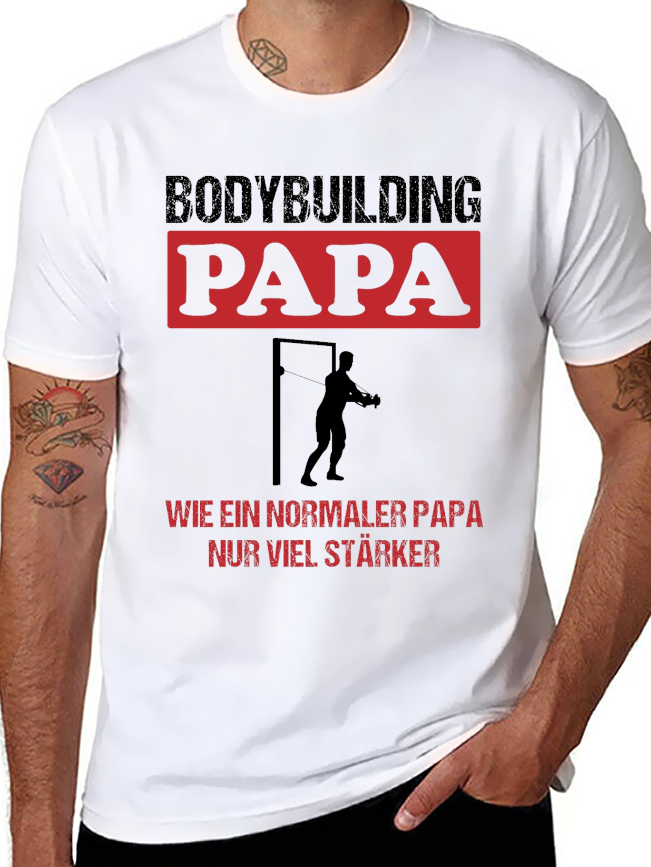 Bodybuilding Papa Black Graphic T-Shirt