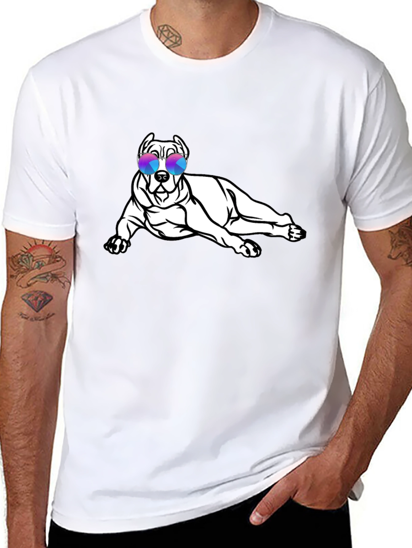 Cool Dog Sunglasses Black T-Shirt