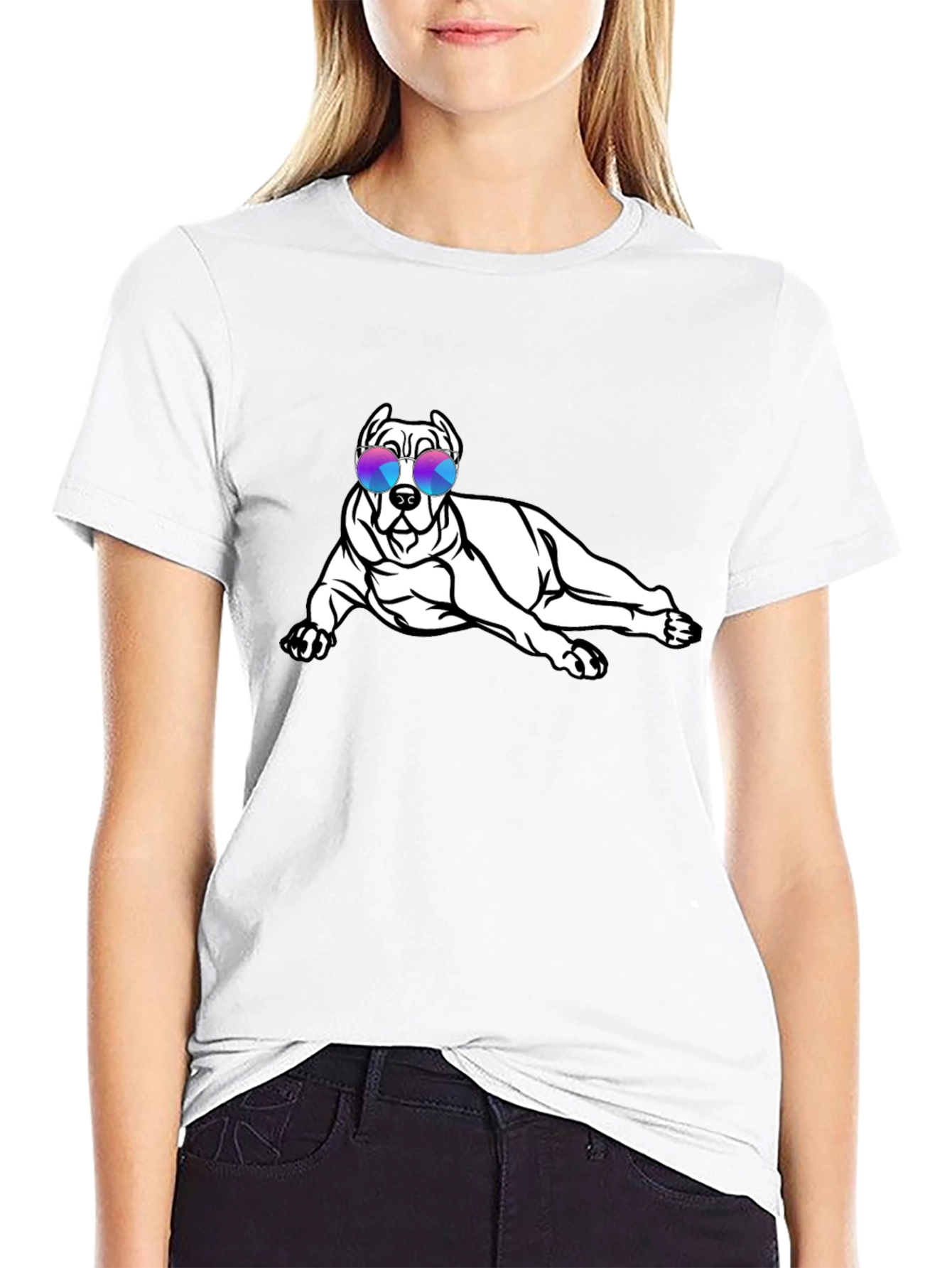 Cool Dog Sunglasses Black T-Shirt