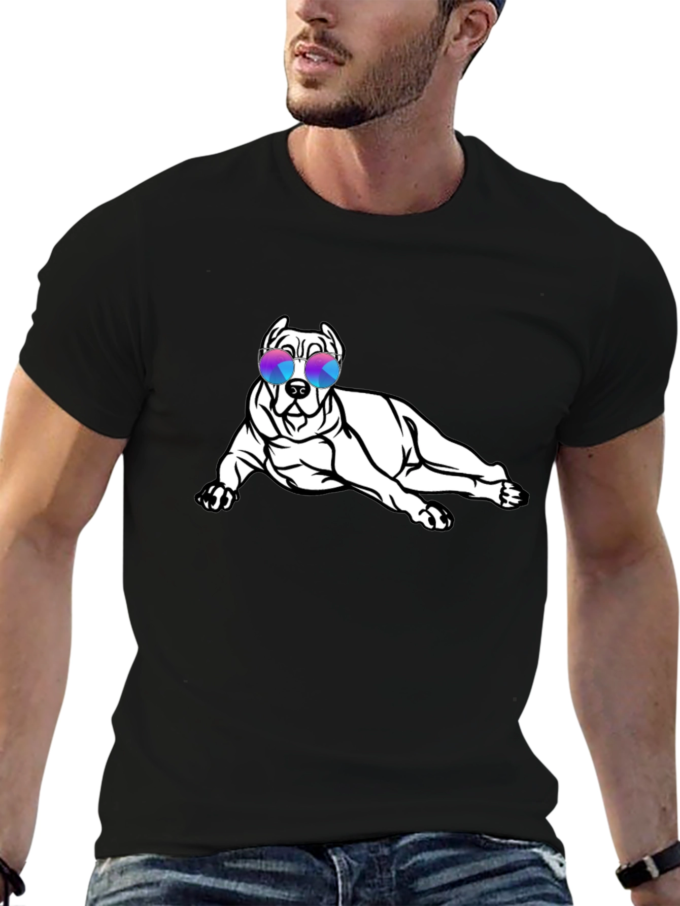 Cool Dog Sunglasses Black T-Shirt