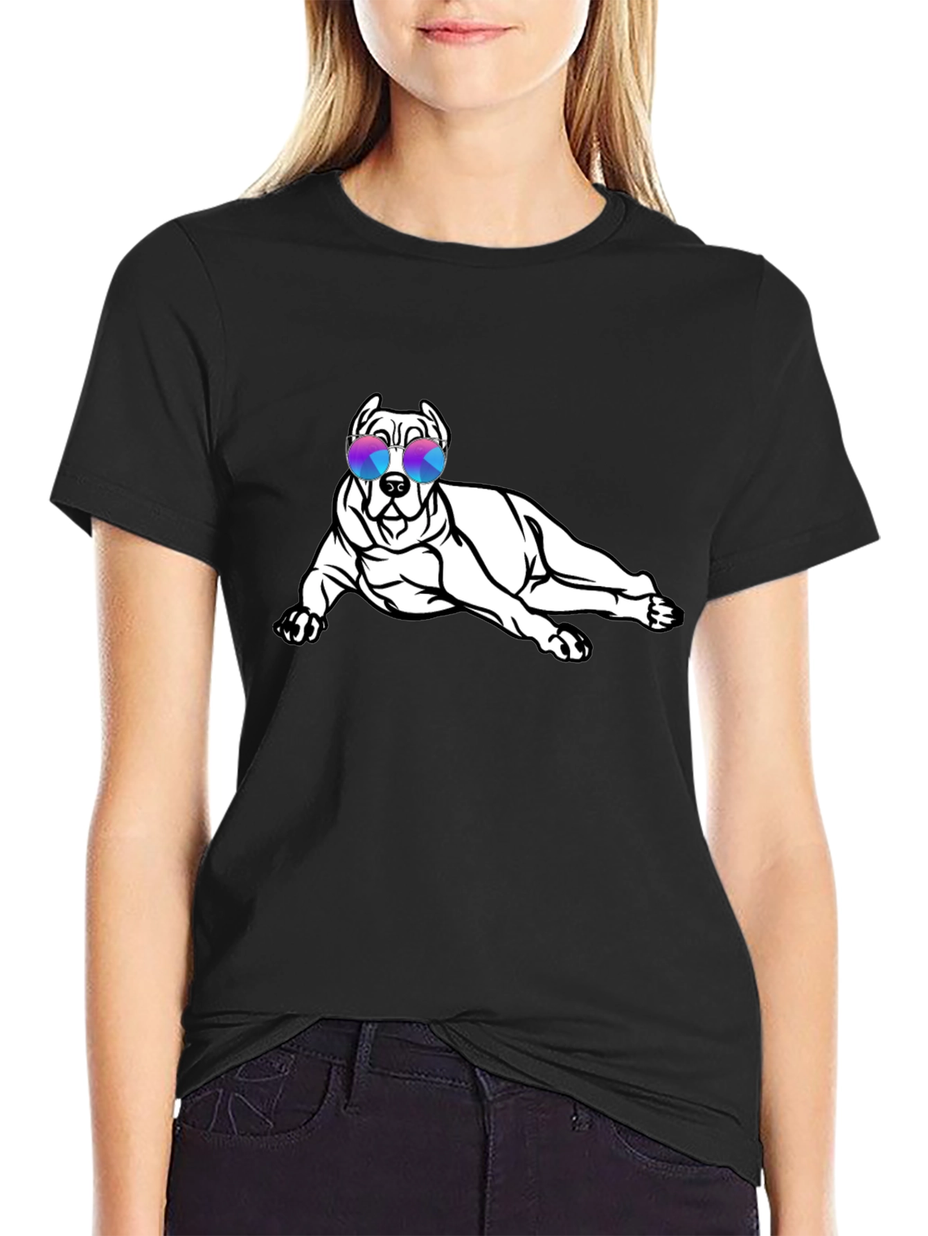 Cool Dog Sunglasses Black T-Shirt